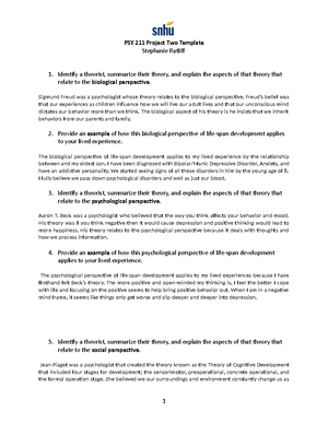 PSY 211 Module Eight Activity Template - Then answer each of the ...