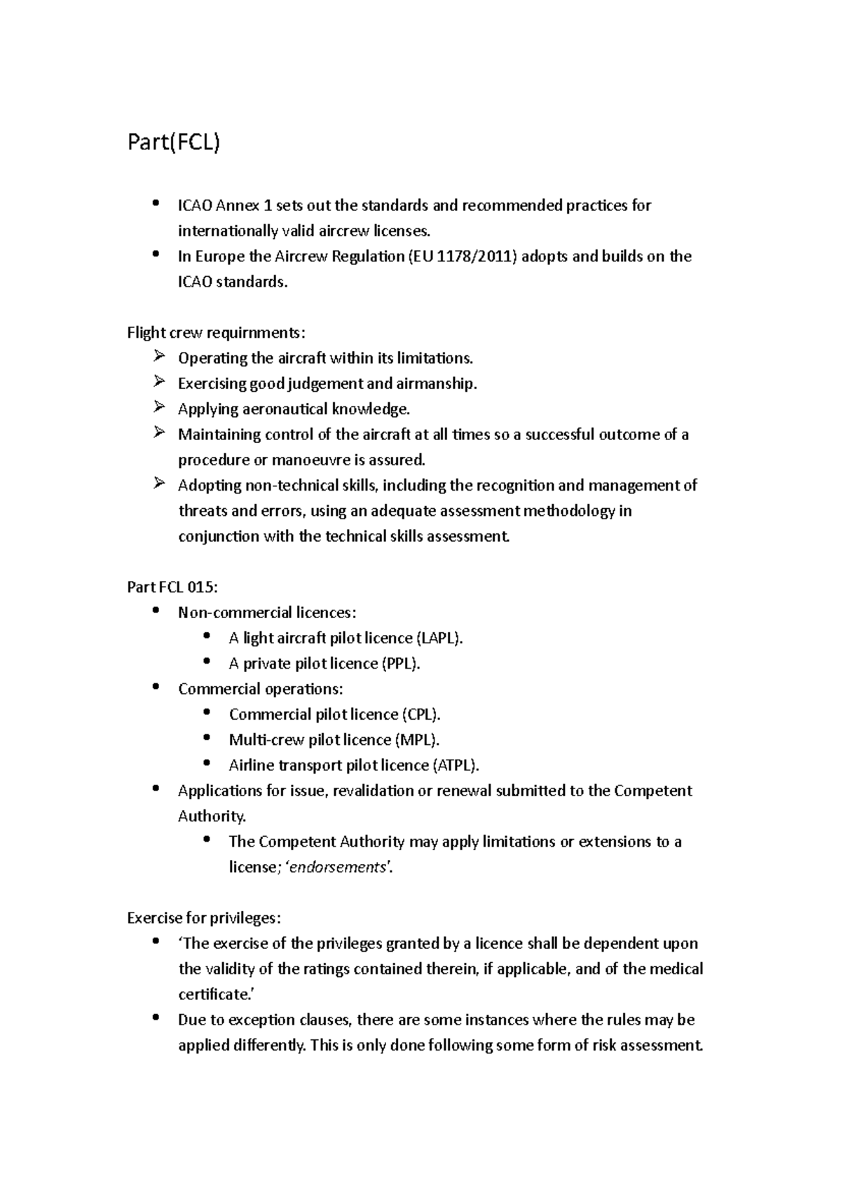 part-notes-for-air-law-part-fcl-icao-annex-1-sets-out-the