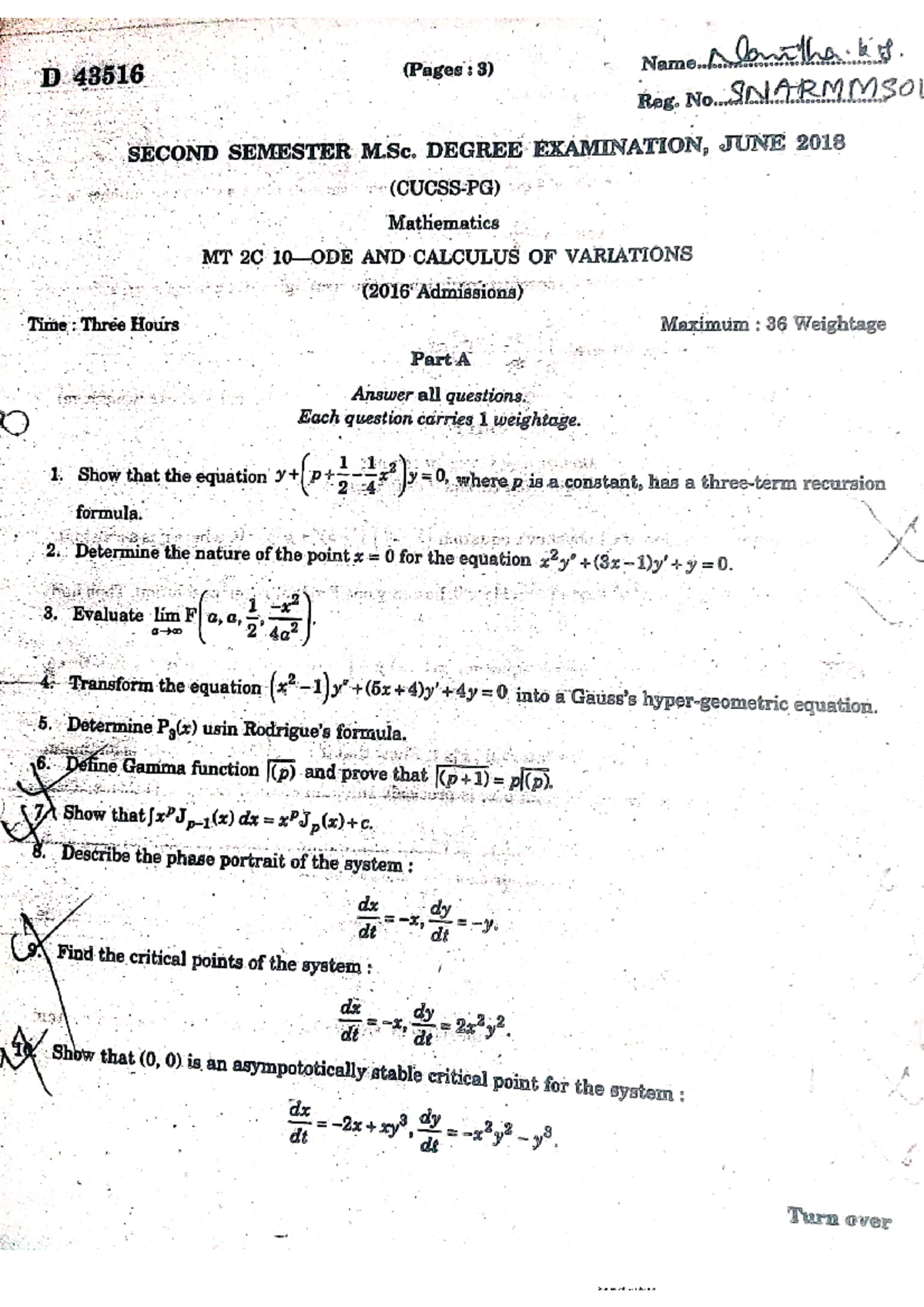 Qp ode - Previous year question papers of ordinary differential ...