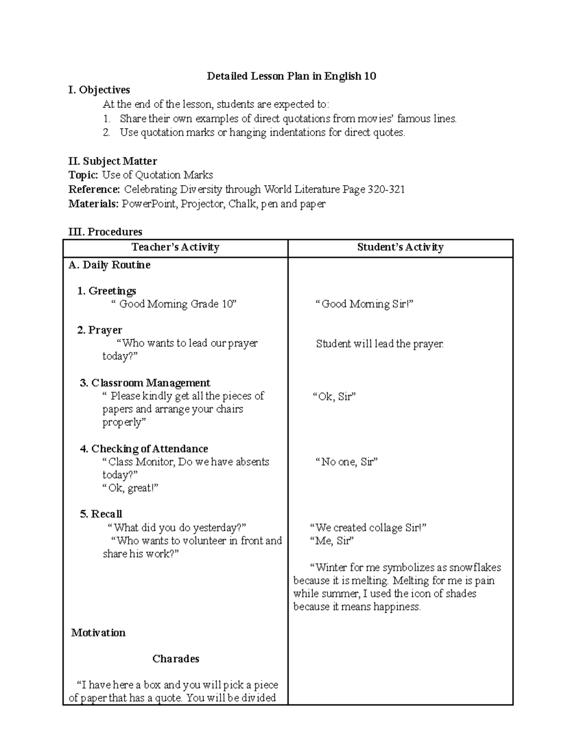 DLP-Quotation-marks - vb nfbn - Detailed Lesson Plan in English 10 I ...