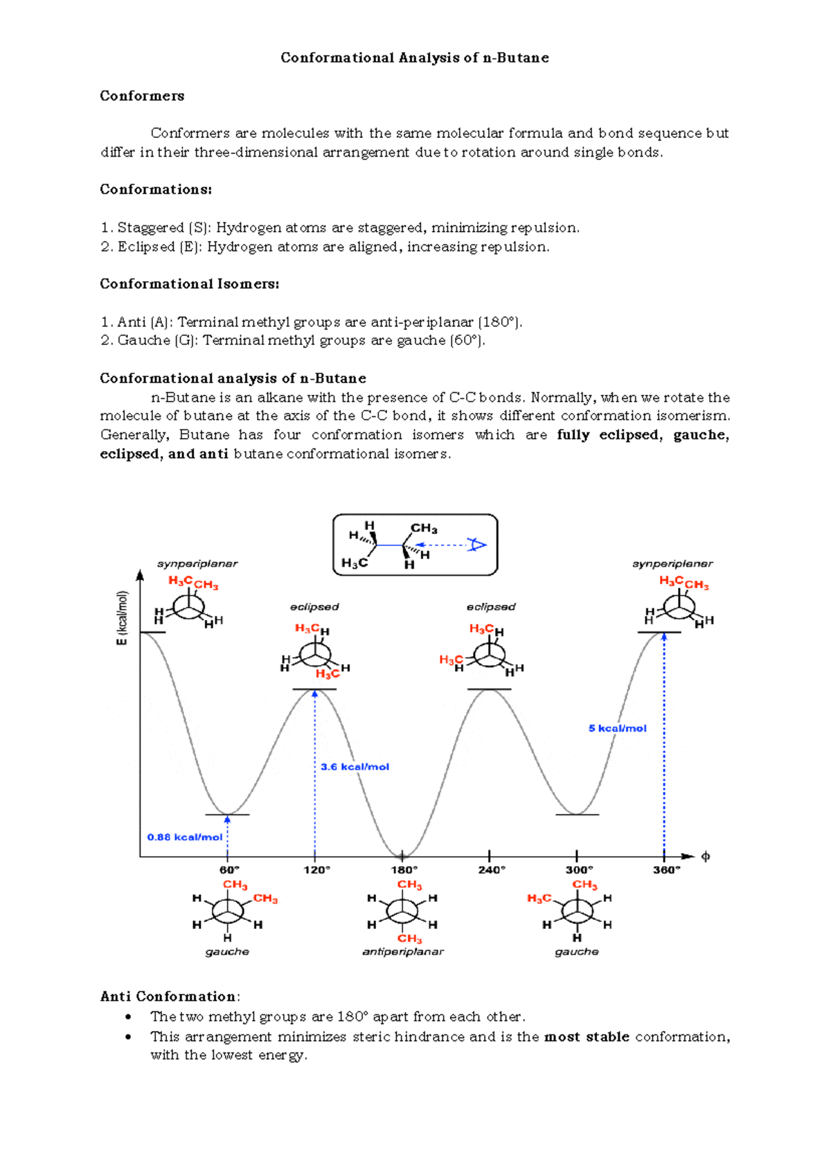 Conformational Analysis of n-butane - Conformational Analysis of n ...