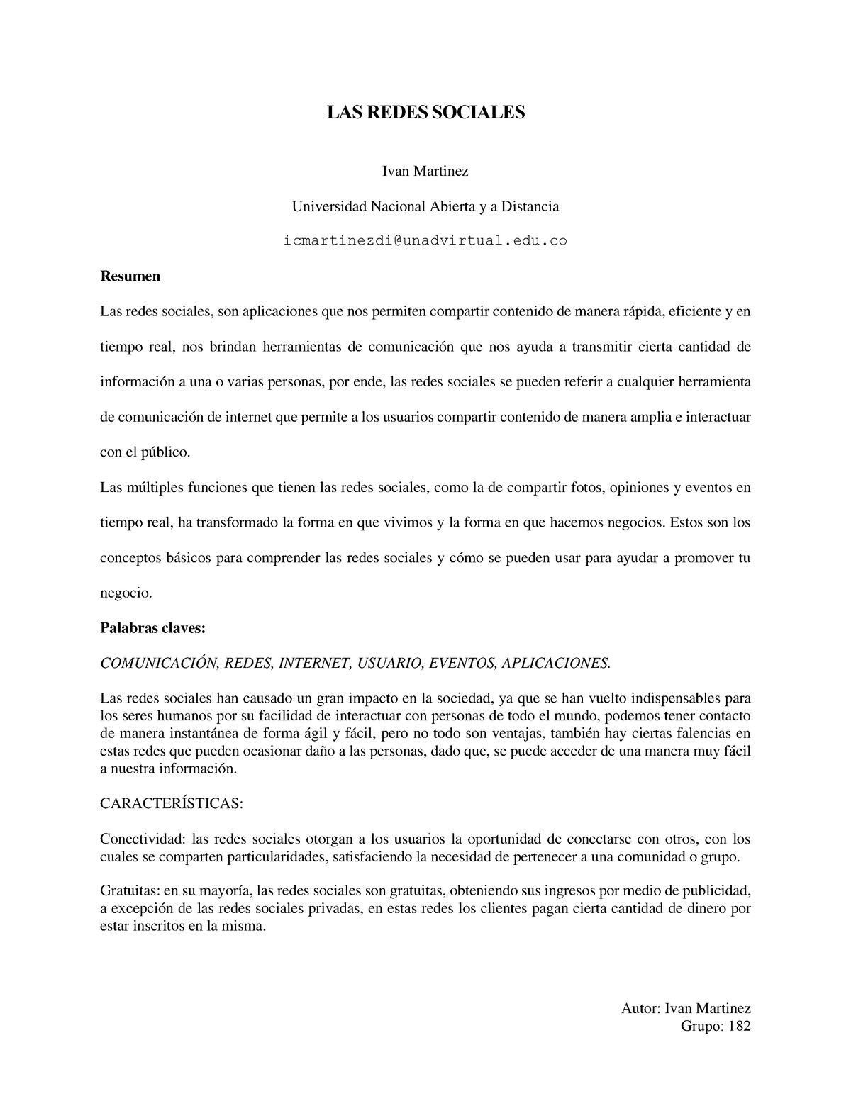 Ivan Martinez articulofinal - Autor: Ivan Martinez Grupo: 182 LAS REDES ...