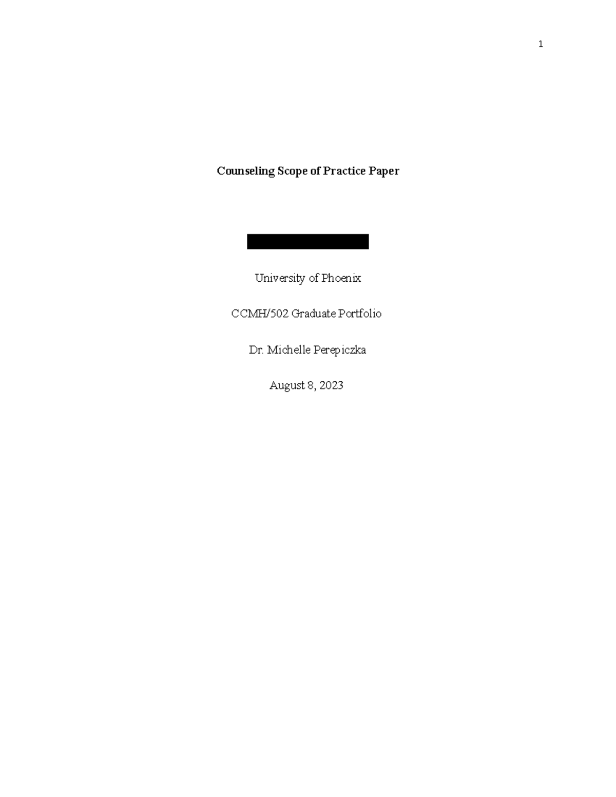 Wk 1 - Counseling Scope of Practice Paper [due Mon] - Counseling Scope ...
