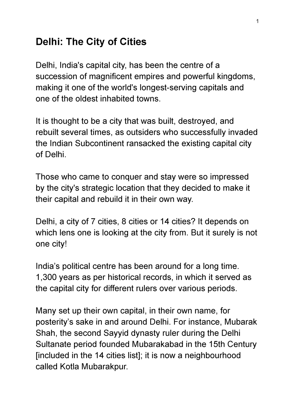 essay on delhi the capital of india