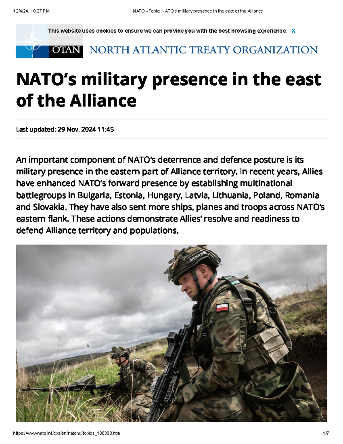 NATO - Topic NATO’s military presence in the east of the Alliance ...