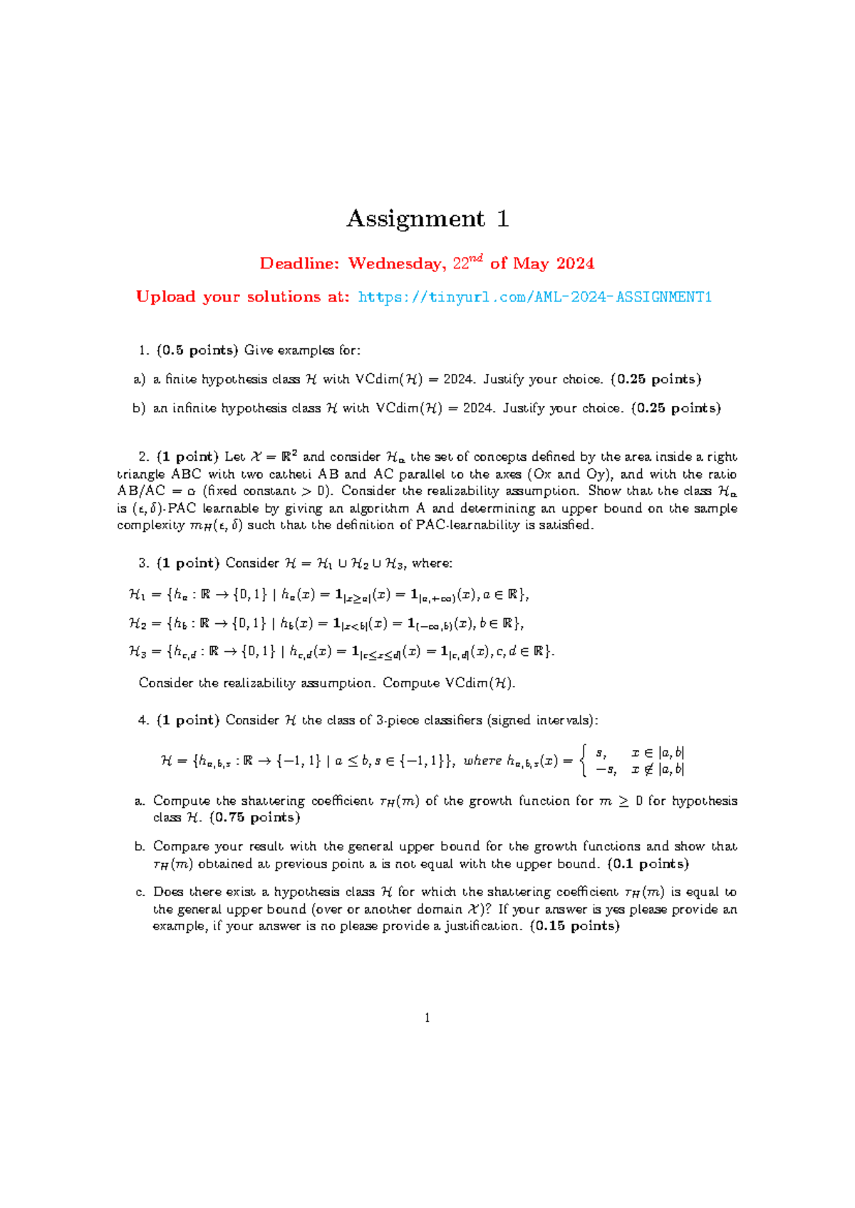 Assignment 1 - exercises in Latex - Assignment 1 Deadline: Wednesday ...