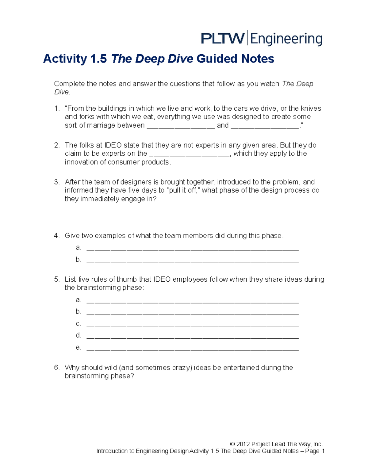 1 5 A Deep Dive Guided Notes Activity 1 The Deep Dive Guided Notes