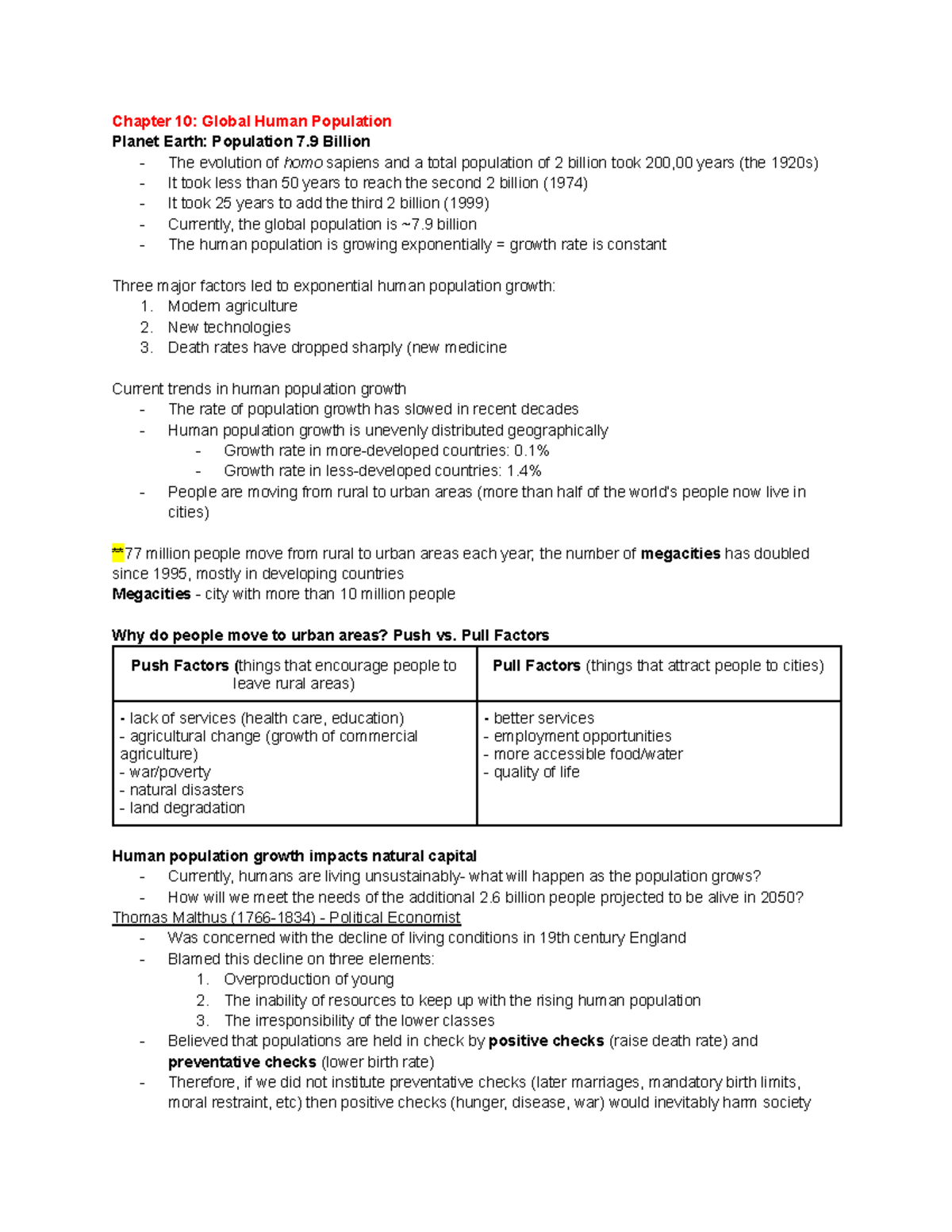 Chapter 10 Global Human Population Chapter 10 Global Human