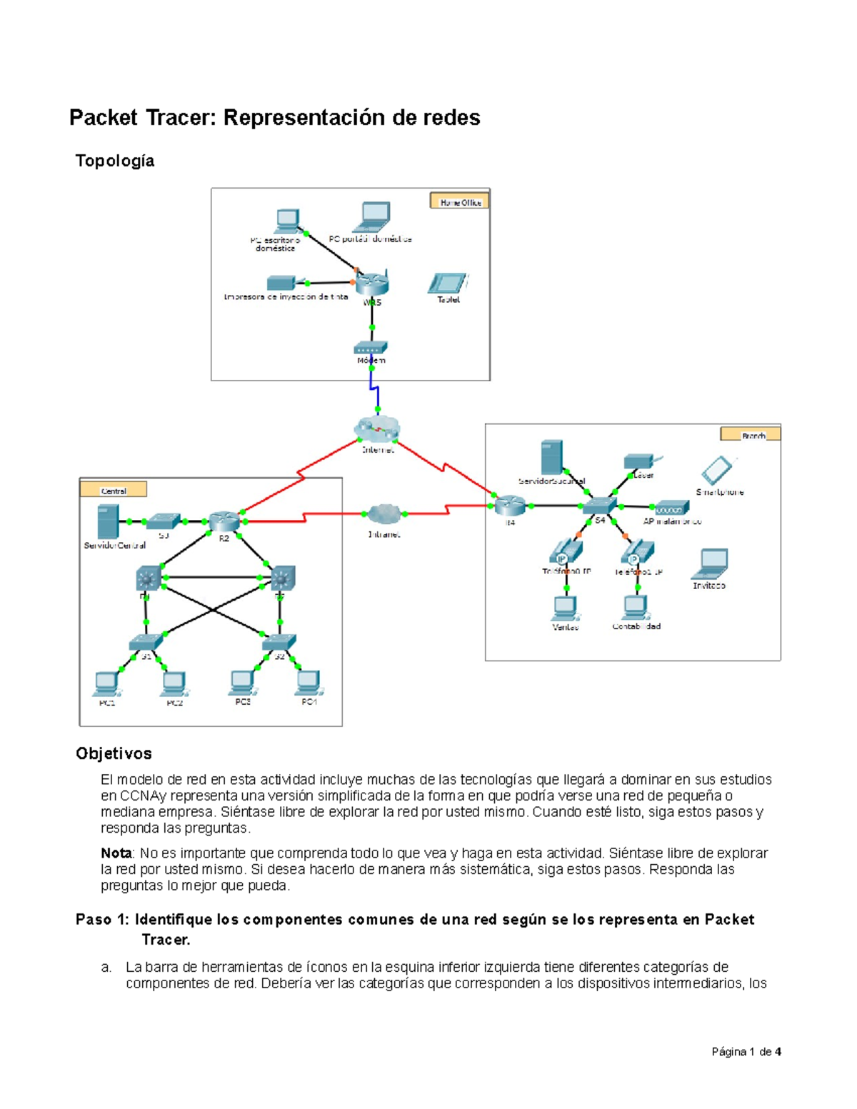 Packet Tracer - Network Representation - Packet Tracer: Representación ...