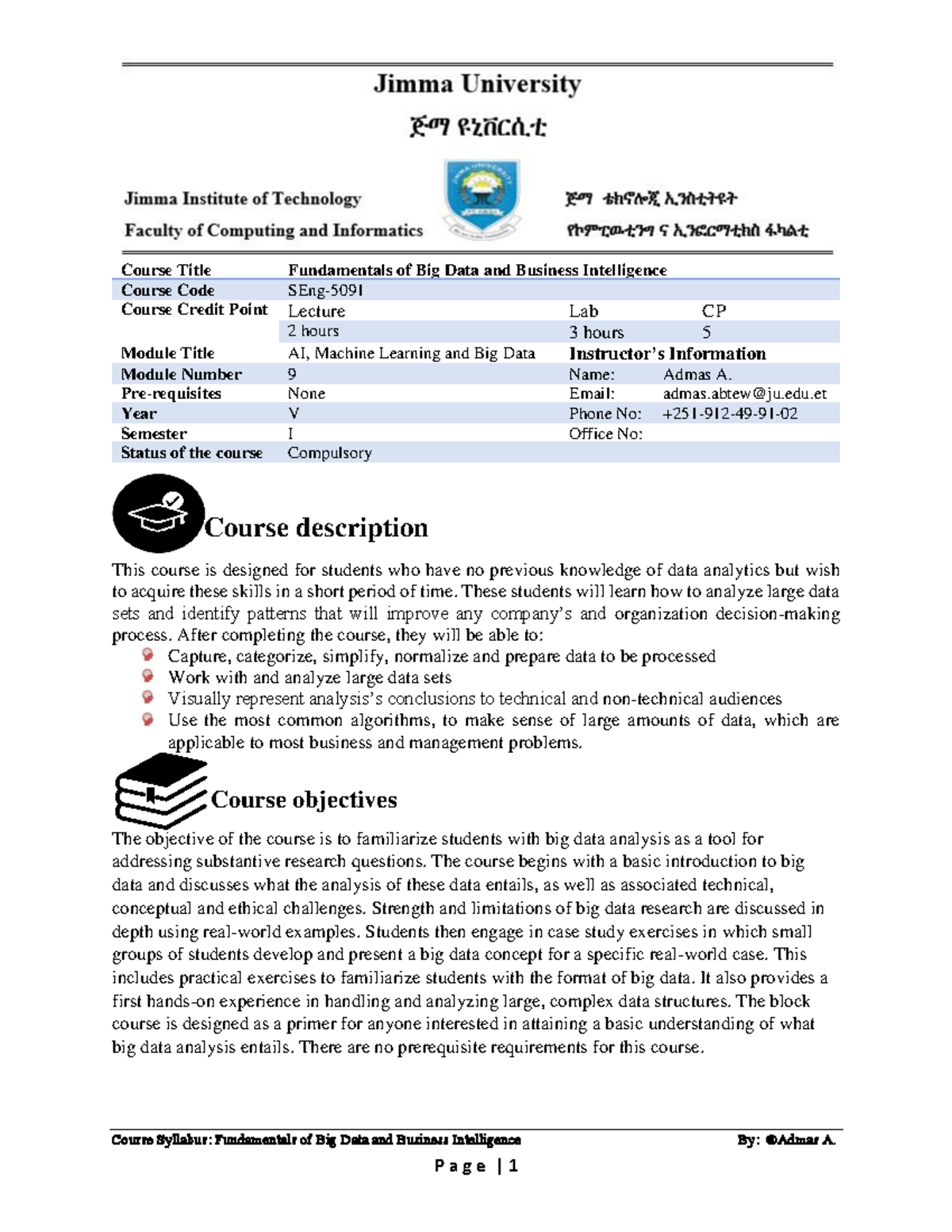Course Outline Big Data Course Syllabus Fundamentals Of Big Data And course-outline-big-data-course-syllabus-fundamentals-of-big-data-and