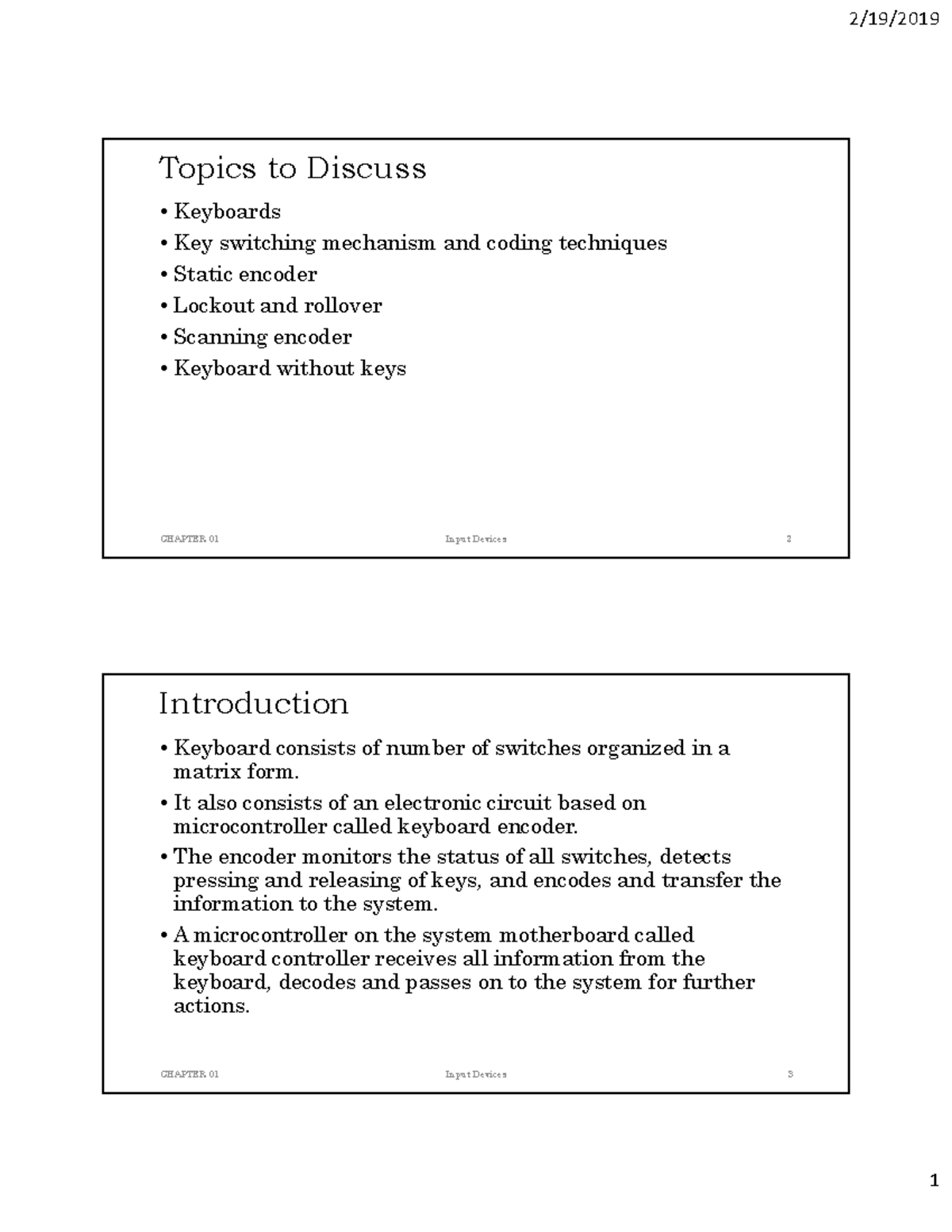 [CSE 3103] LEC 01 learn about keyboard features Topics to Discuss Keyboards Key switching