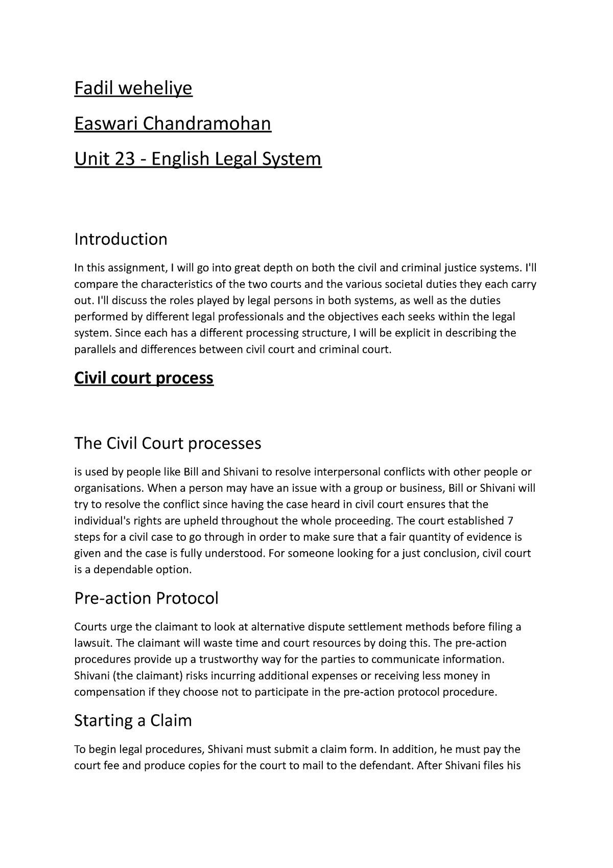 unit 23 english legal system assignment 2