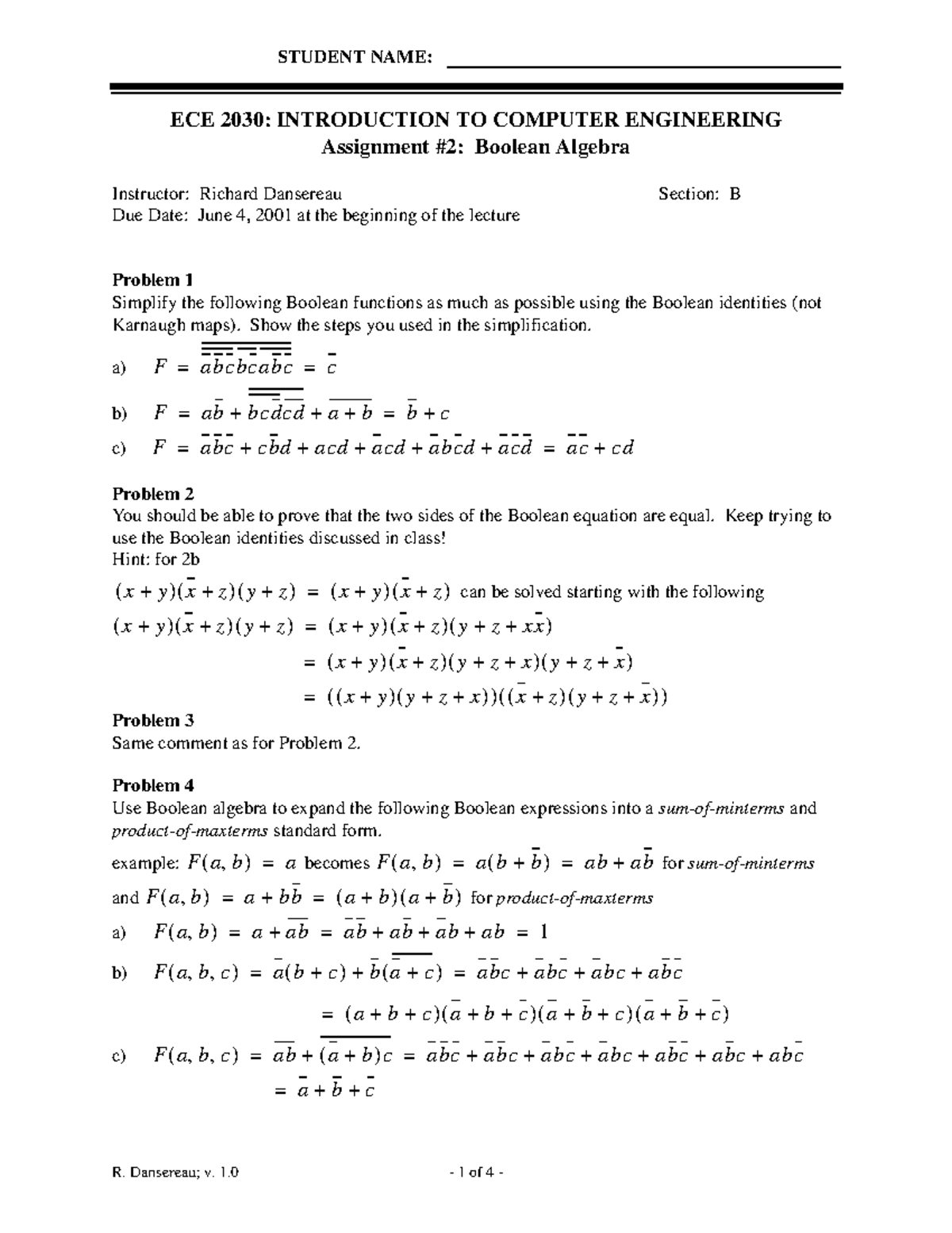 ECE2030 HW02 Solns SU2001 - ECE 2030: INTRODUCTION TO COMPUTER ...