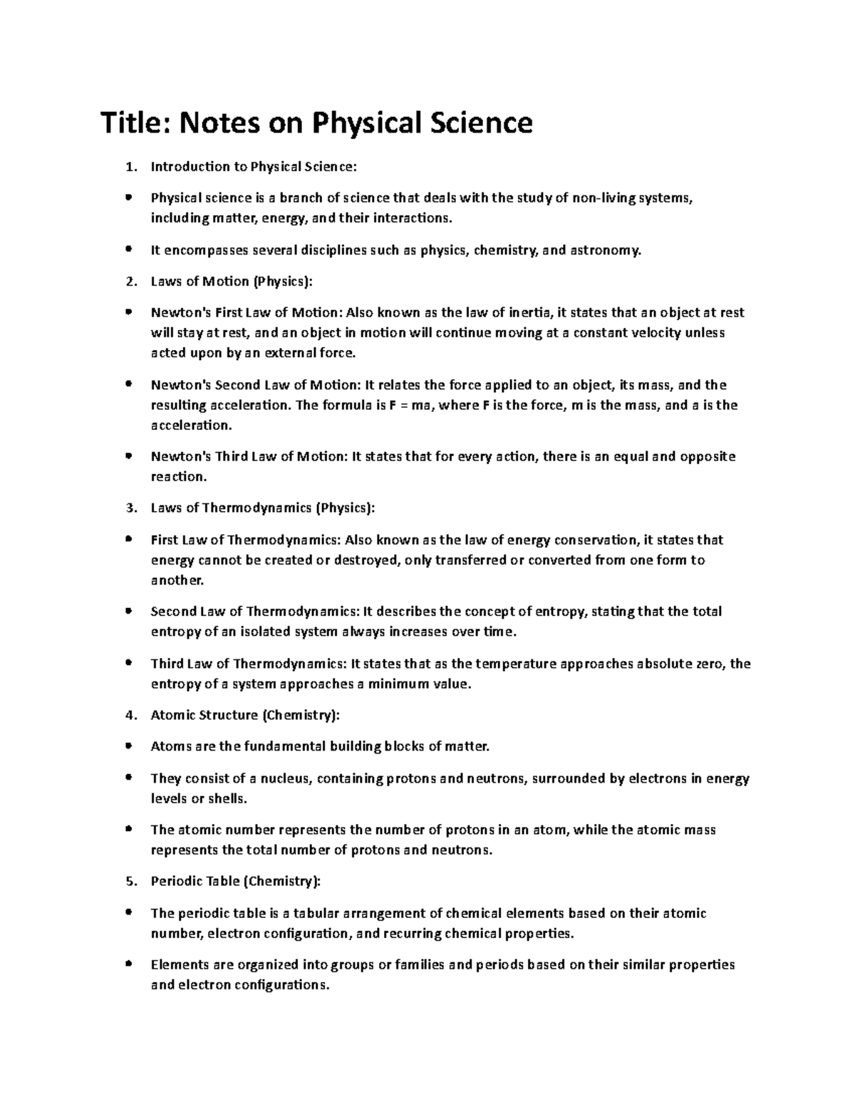 Physical science - It encompasses several disciplines such as physics ...
