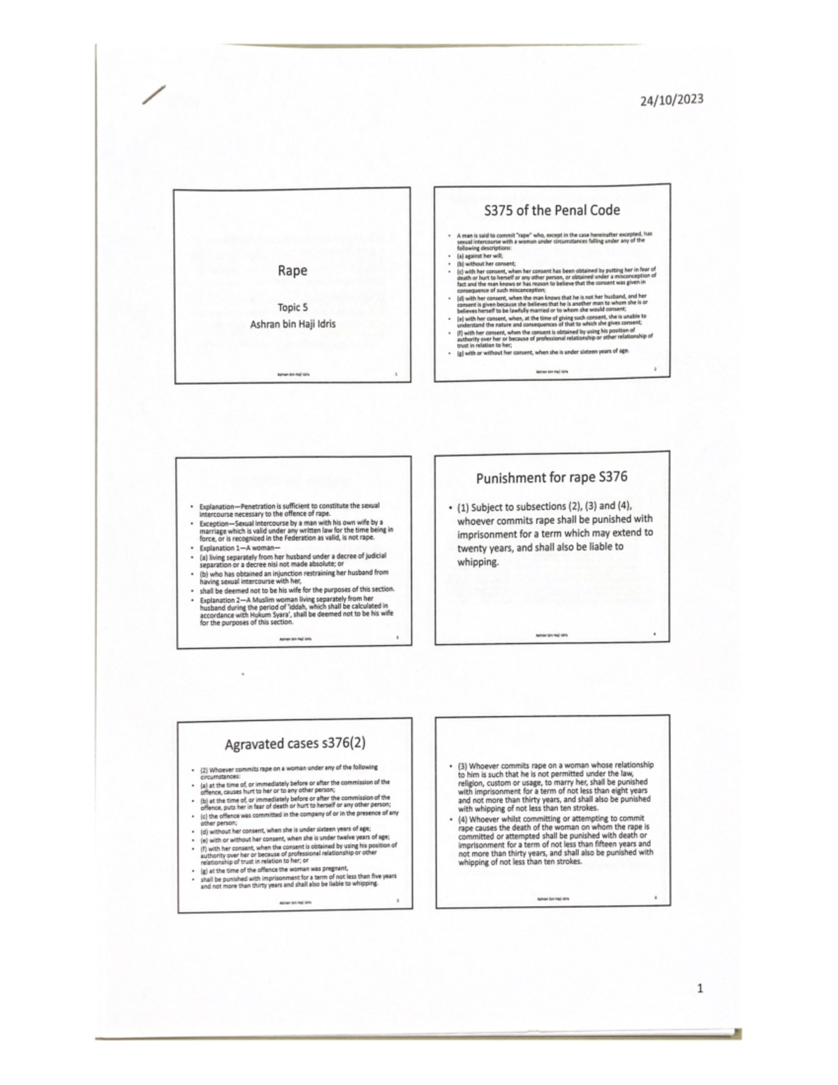 Rape - lecture slides - Criminal Law 2 - Studocu