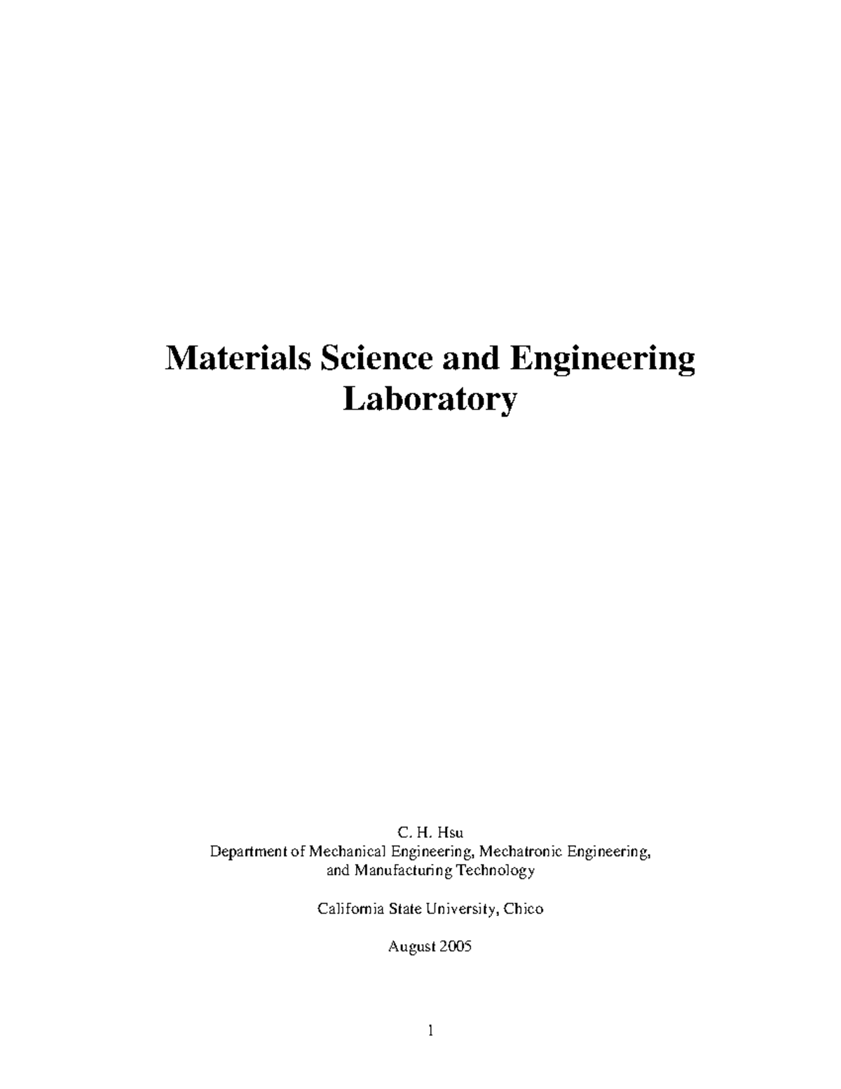 Materials Science and Engineering Laboratory - H. Hsu Department of ...