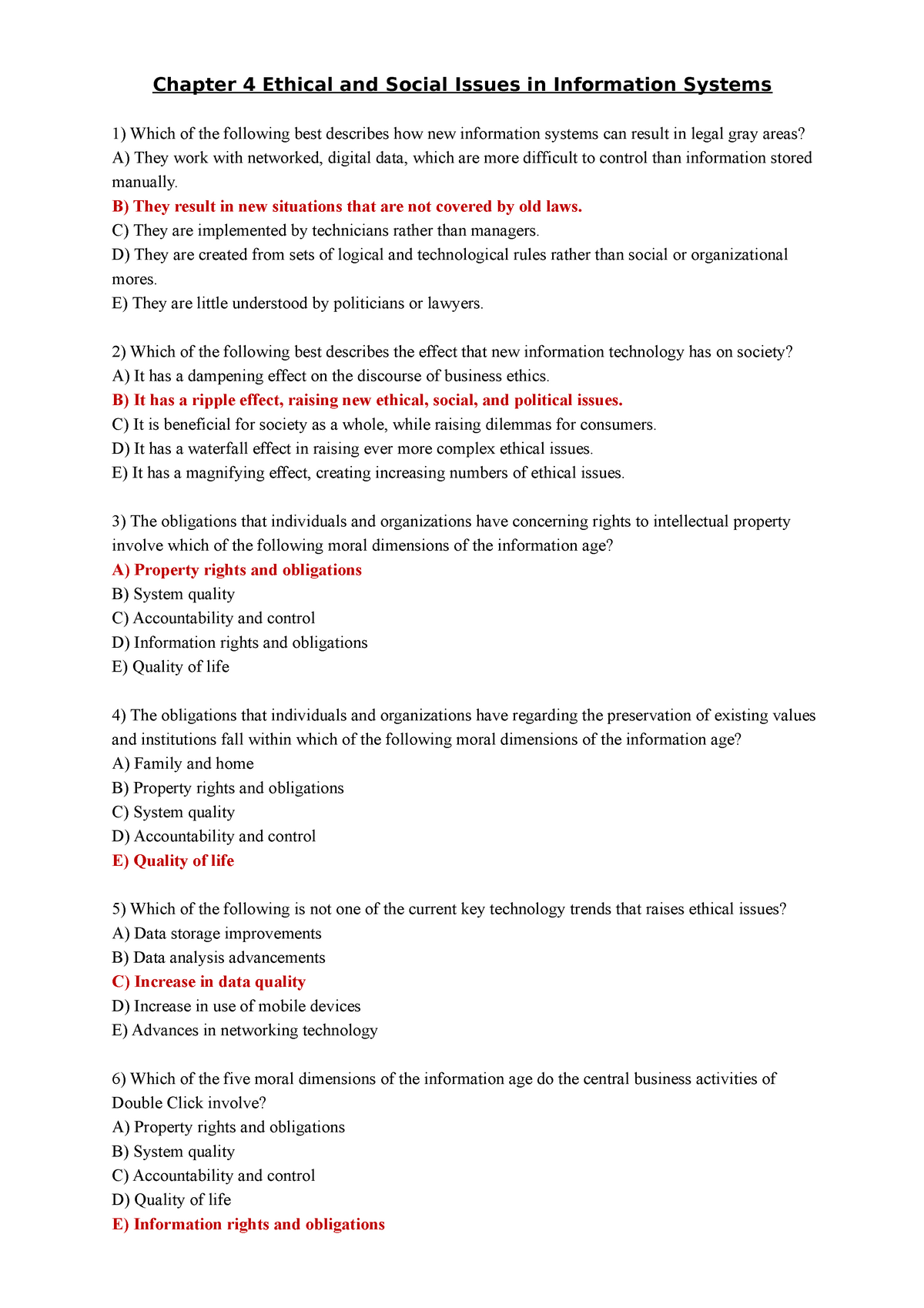 Chapter 4 Ethical And Social Issues In Information Systems Studocu