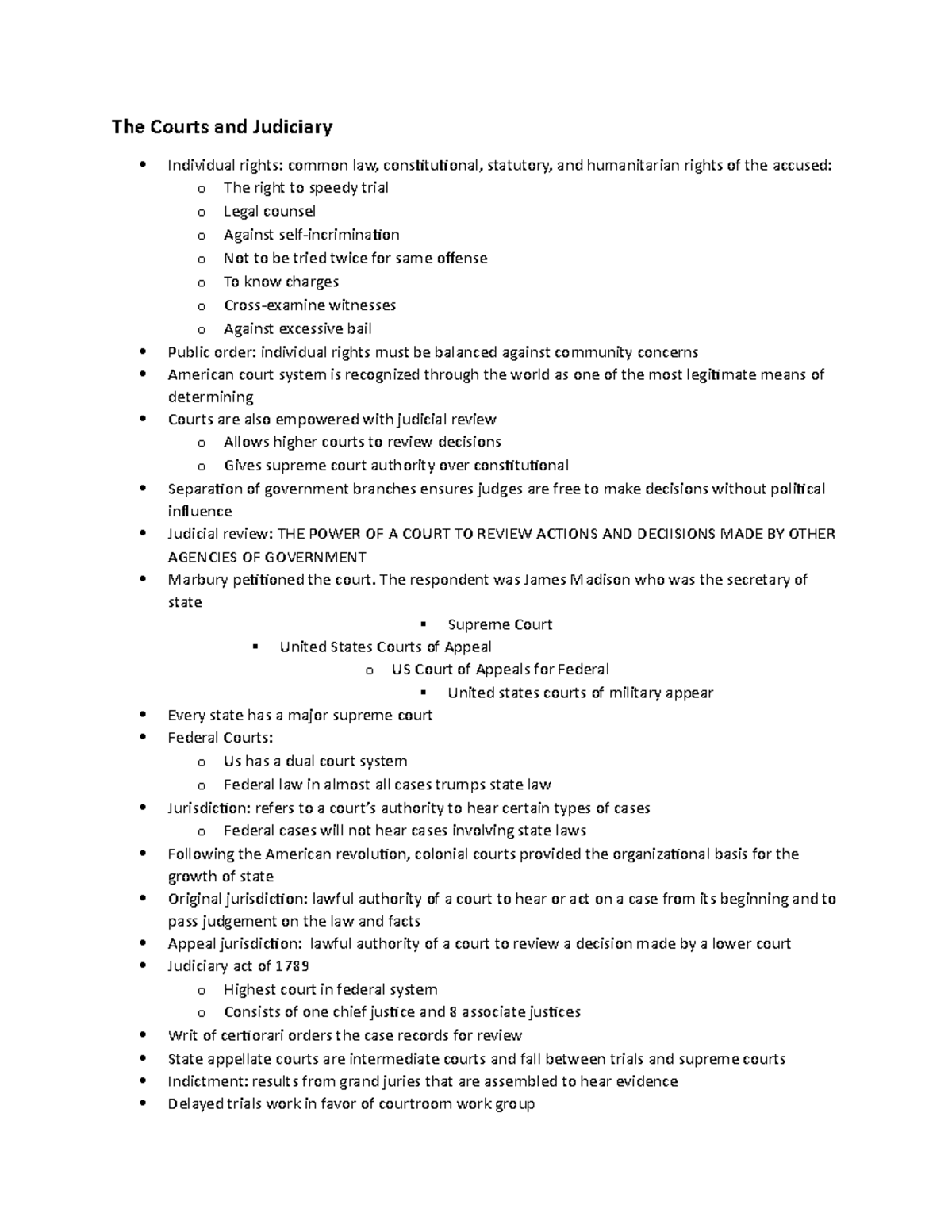 CJ Notes 7 - The Courts and Judiciary Individual rights: common law ...