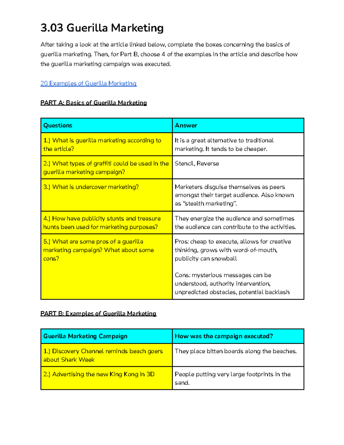 guerilla marketing research paper