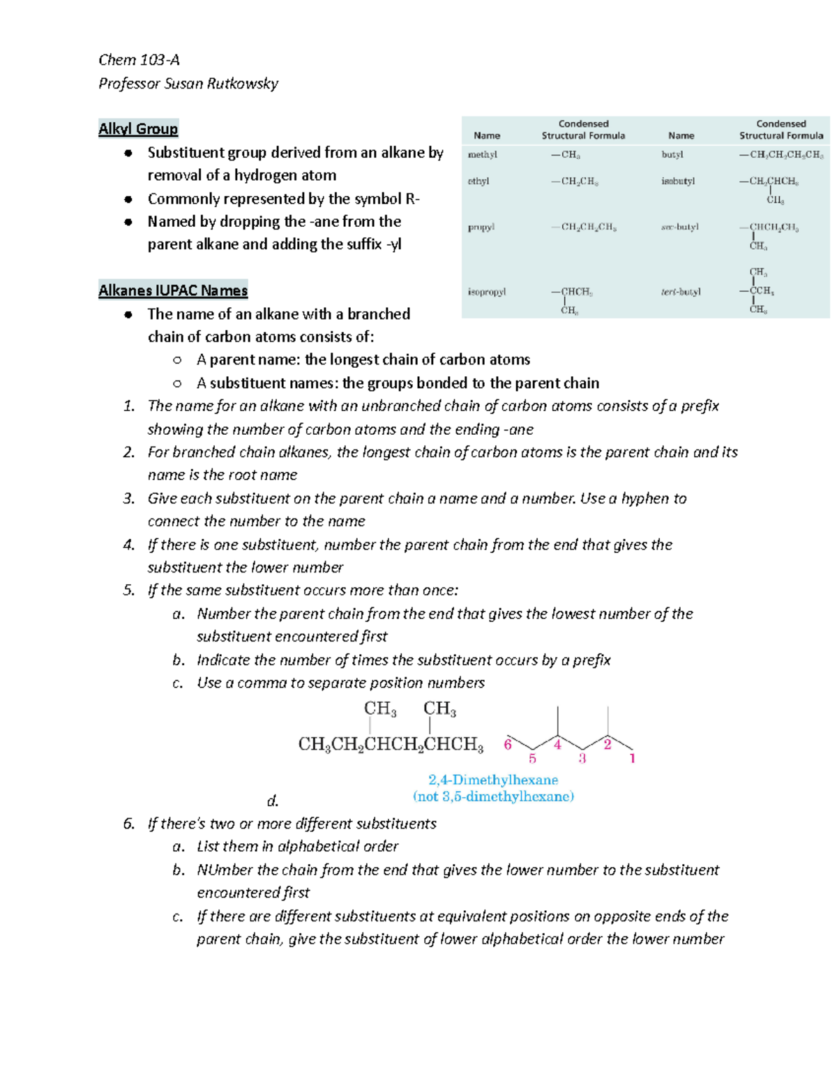 Chem 103 A Lecture Notes Week 1 Lecture 2 - Chem 103-A Professor Susan ...