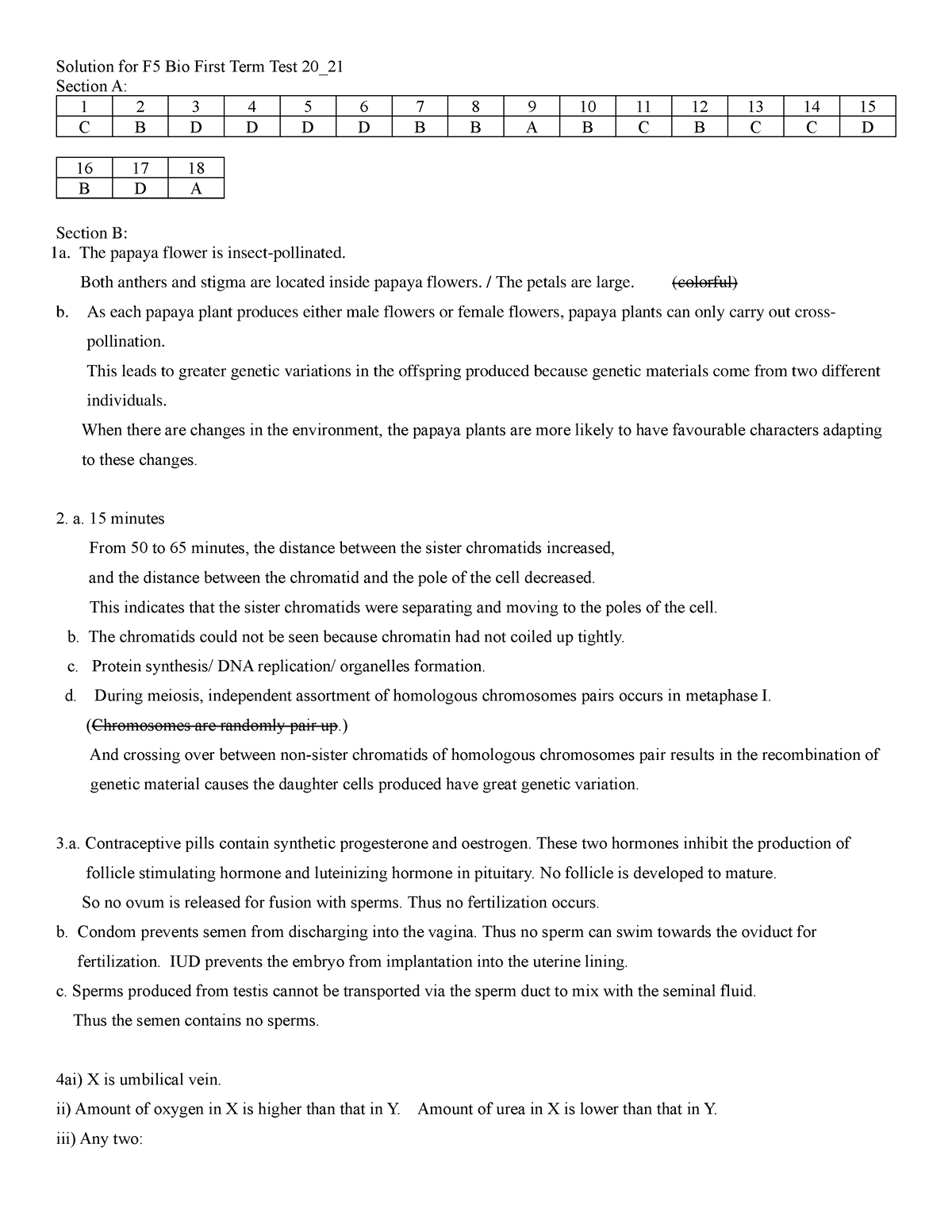 2020 Bio P1 A(S5) - Pastpaper Of Final Exam - Questions And Answer - Ox ...