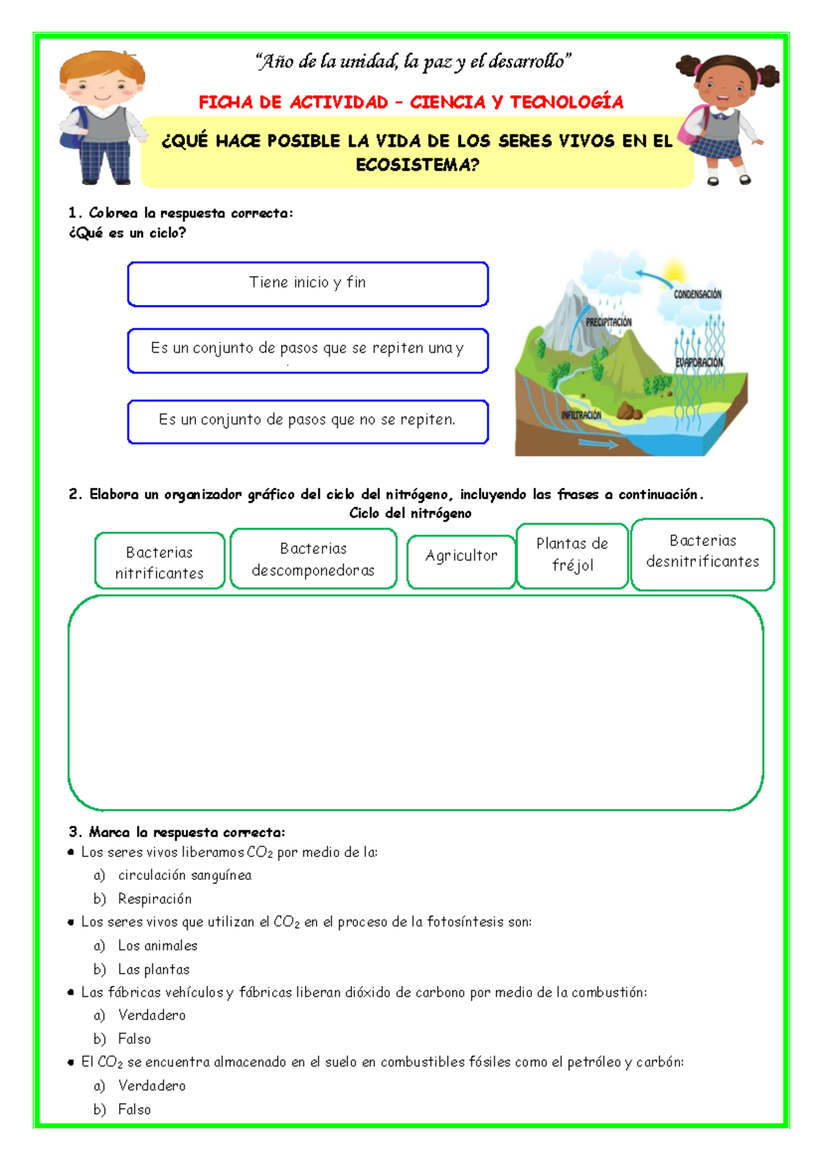 Ficha Mart Cyt QuÉ Hace Posible La Vida De Los Seres Vivos En El Ecosistema “año De La Unidad 5105