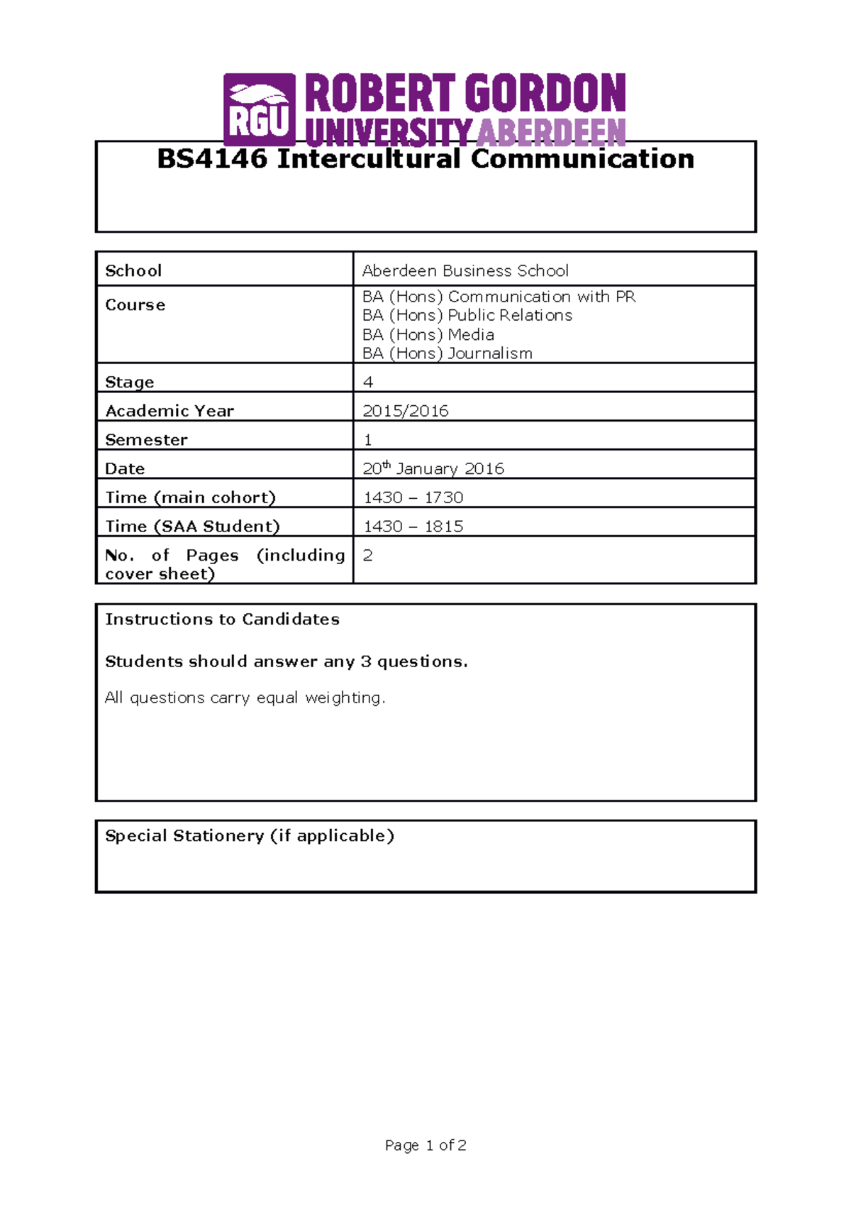 Intercultural Communication EXAM - BS4146 Intercultural Communication ...