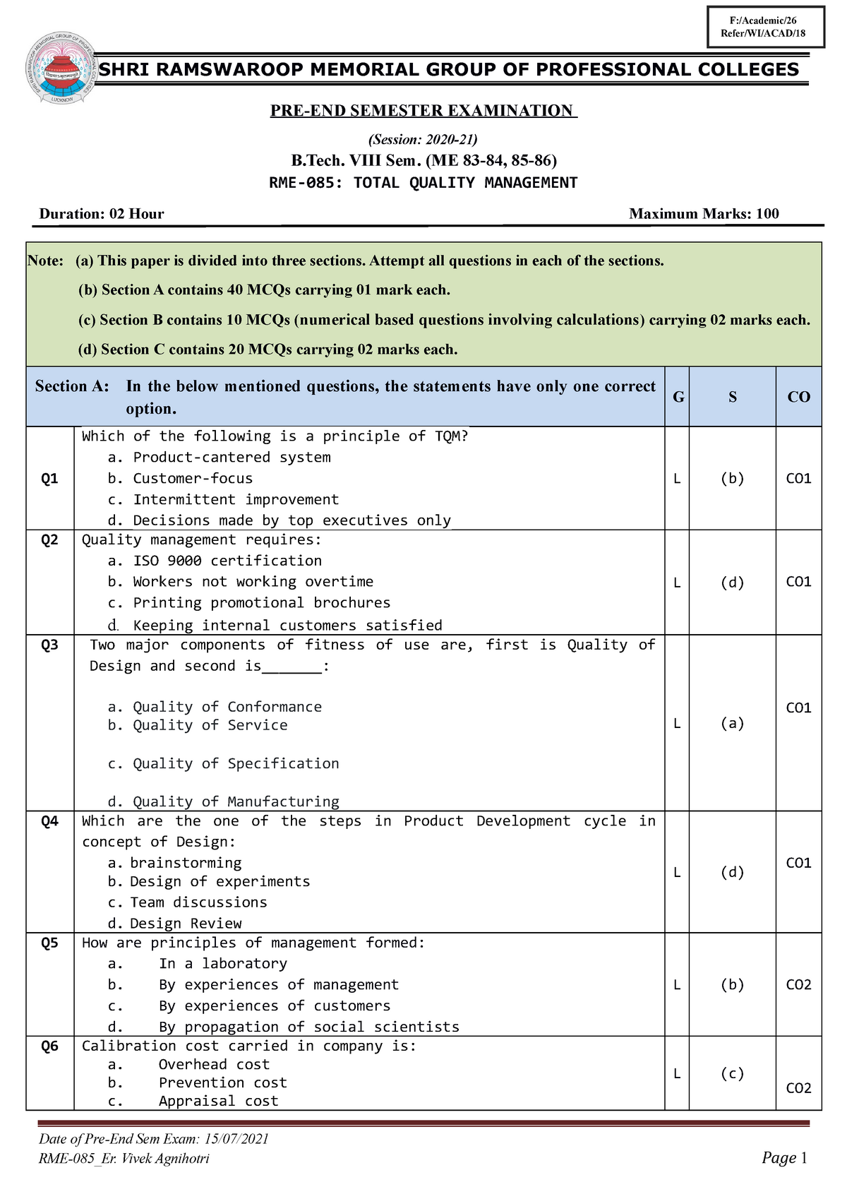 What Is The Purpose Of Project Quality Management Mcq