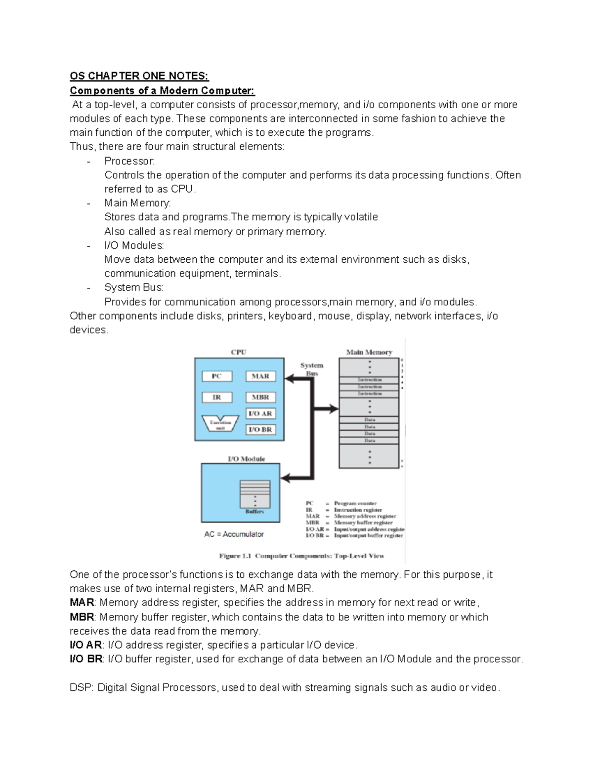 OS Chapter 01 Notes - Operating System Concepts - OS CHAPTER ONE NOTES ...