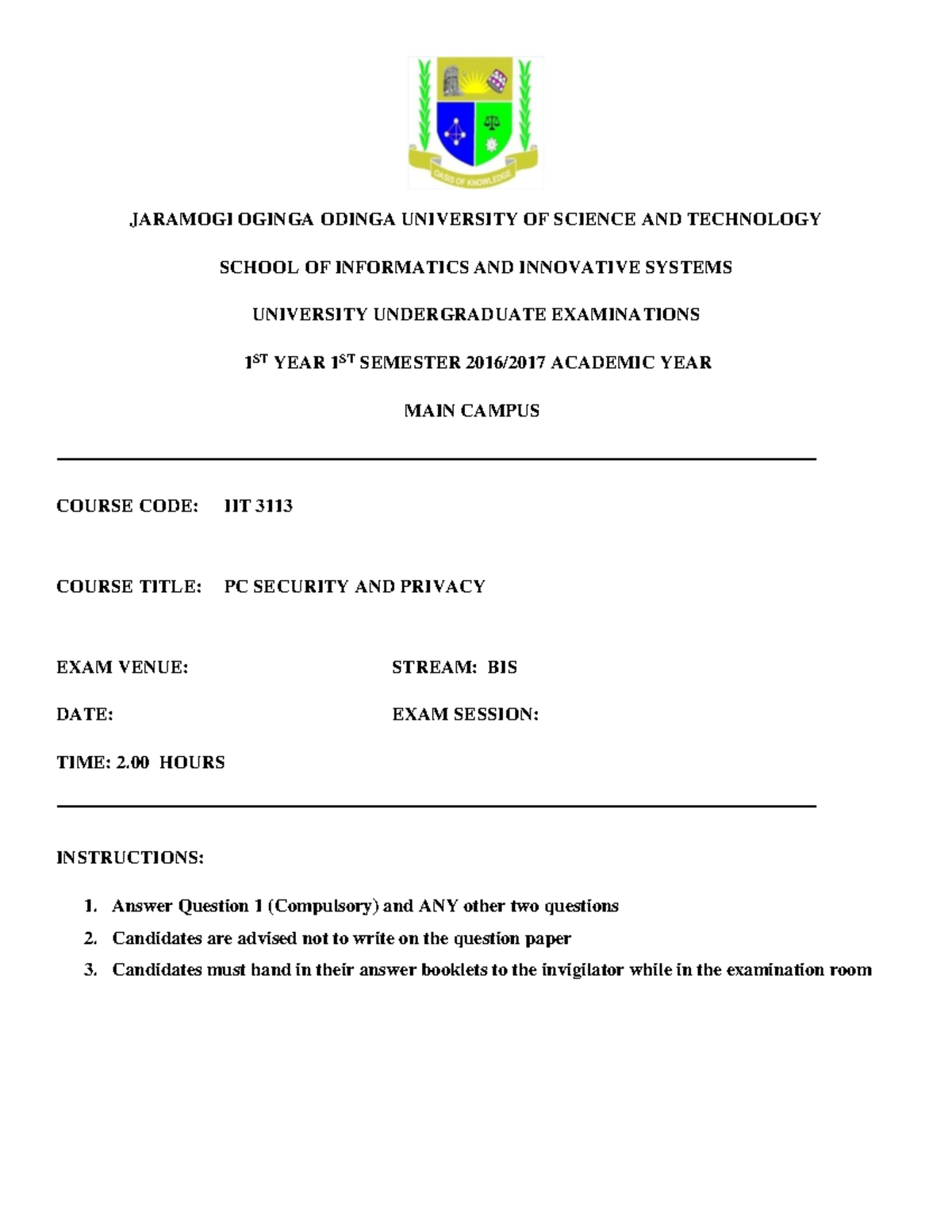 PC Security & Privacyy - leclure notes - COMPUTER SECURITY AND ...