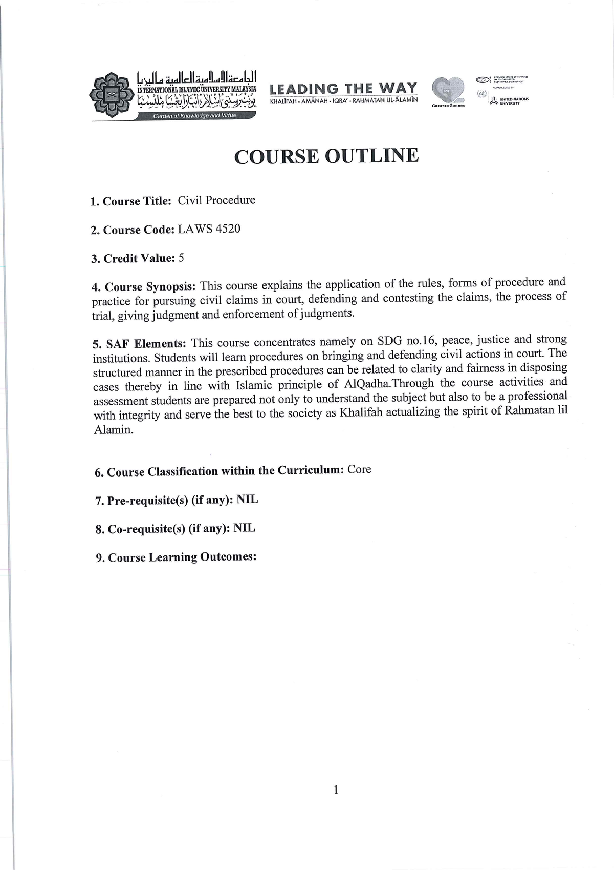 Civil Procedure Course Outline - Civil Procedure I - Studocu