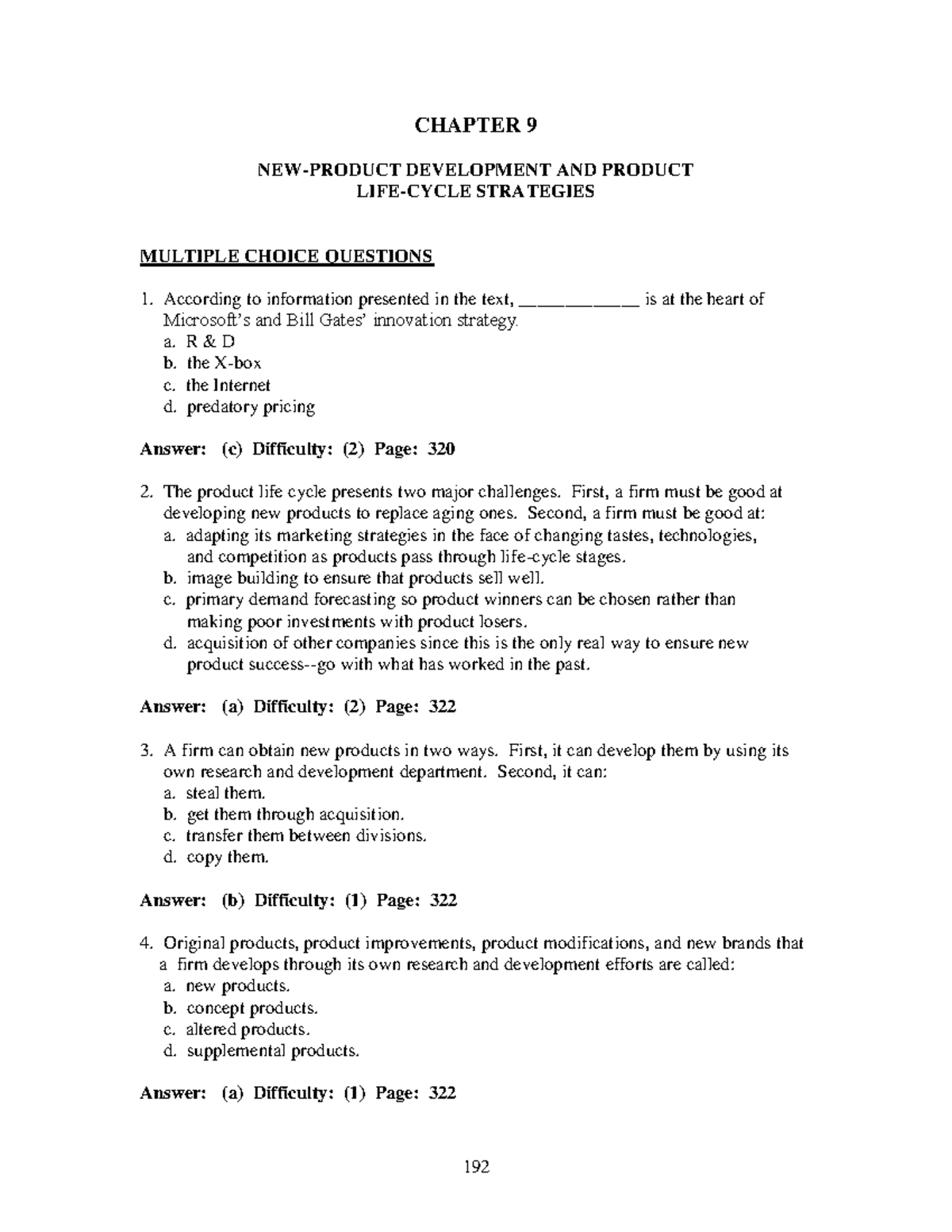 Pdm mcq CHAPTER 9 NEWPRODUCT DEVELOPMENT AND PRODUCT LIFECYCLE