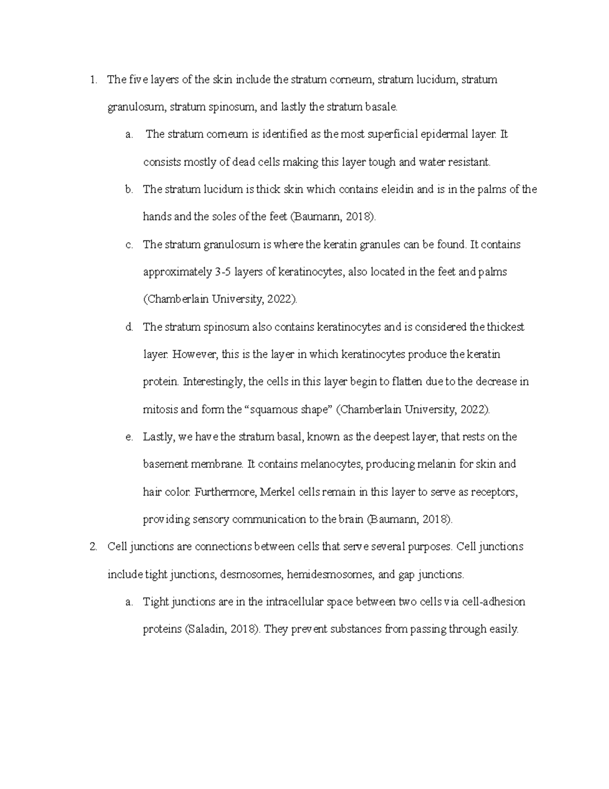 Week 4 Case Study Leslie Avila The five layers of the skin include