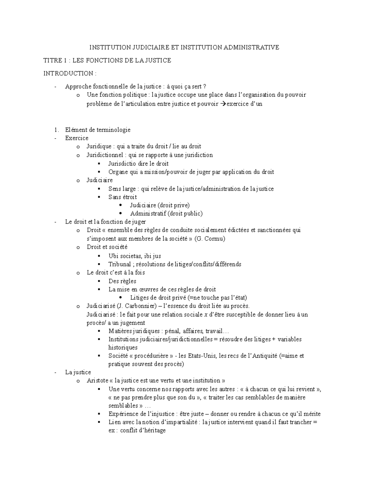 Institution judiciaire - cours complet - INSTITUTION JUDICIAIRE ET ...