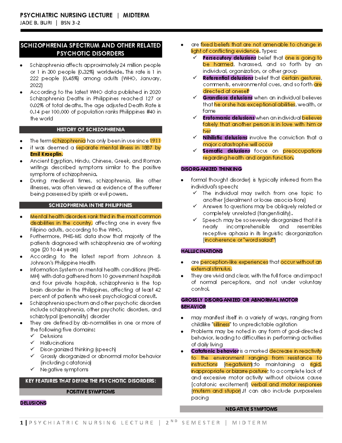 Schizophrenia Spectrum AND Other Related Psychotic Disorders - JADE B ...