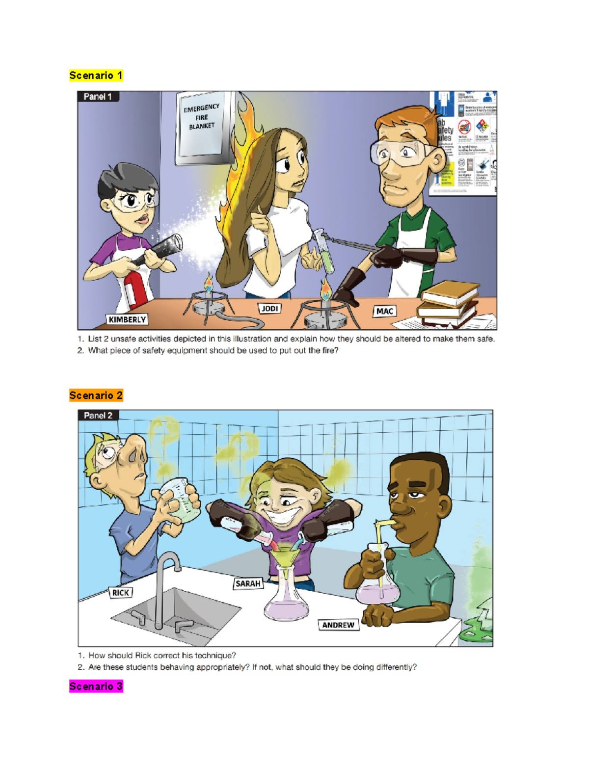 Jayden Hamilton Lab Safety Scenarios BIOL1101 Scenario Scenario