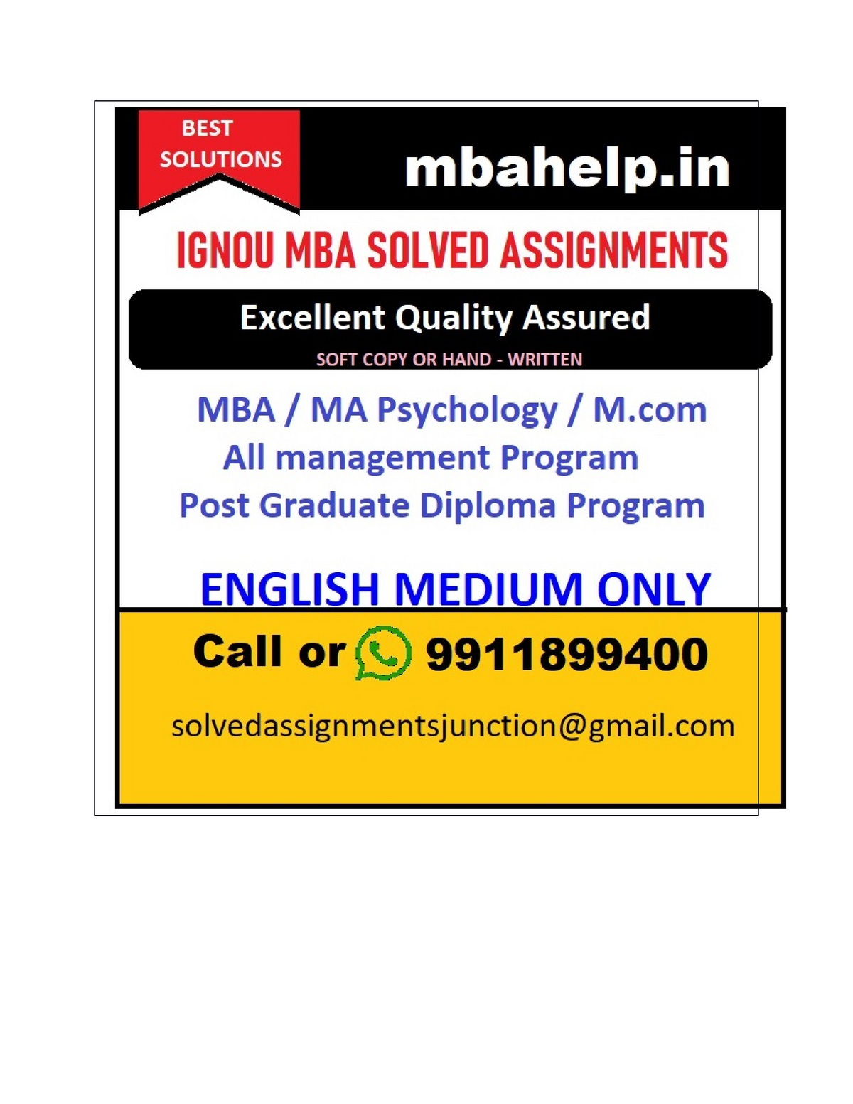 mba solved assignments