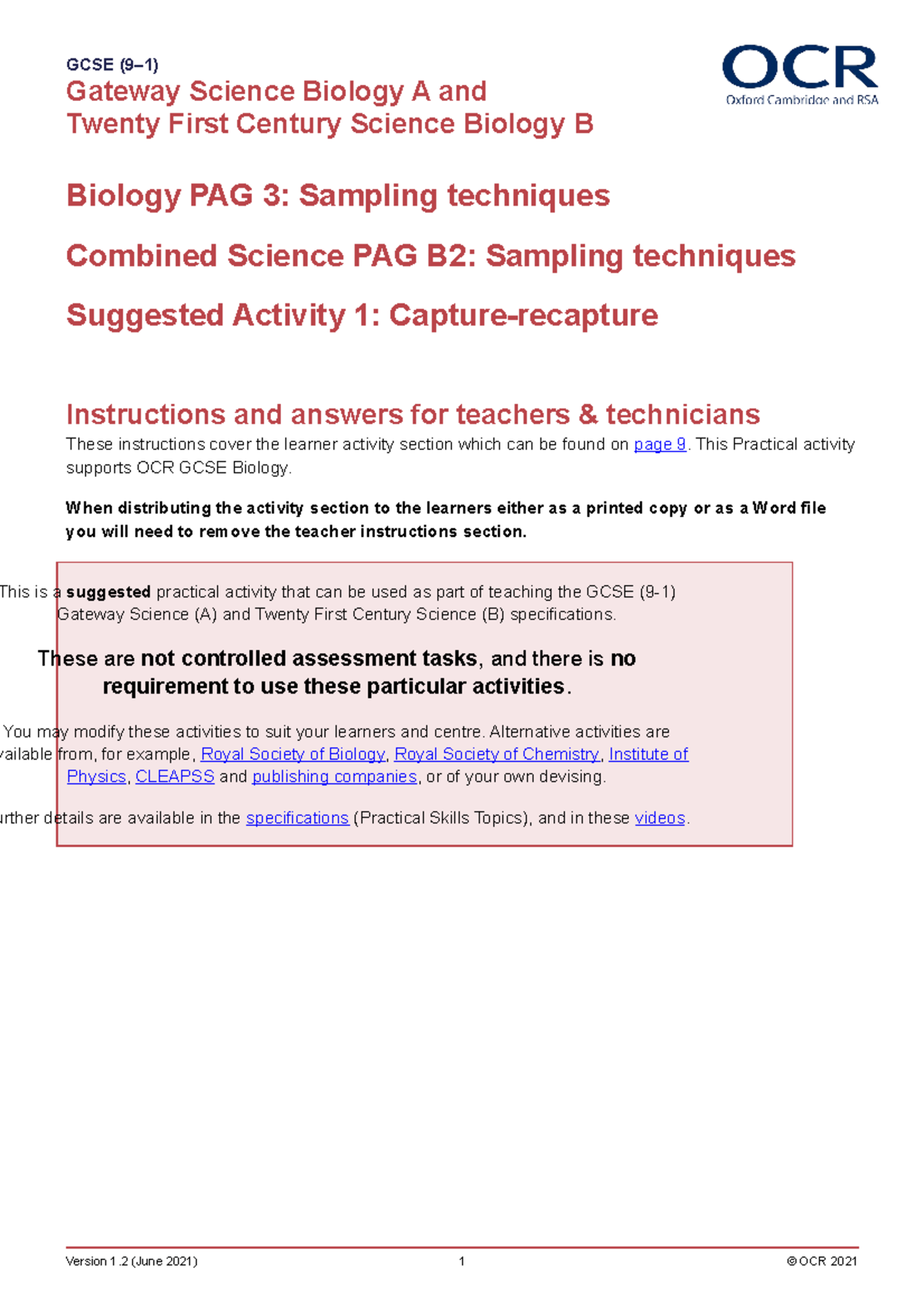324538-pag-activity-biology-sampling-techniques-suggestion-1 - GCSE (9 ...