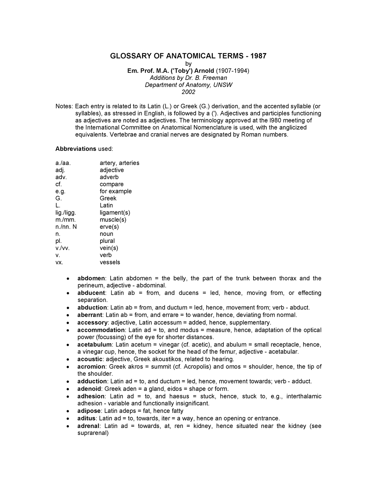 glossary-of-anatomical-terms-glossary-of-anatomical-terms-1987-by-em-prof-m-toby