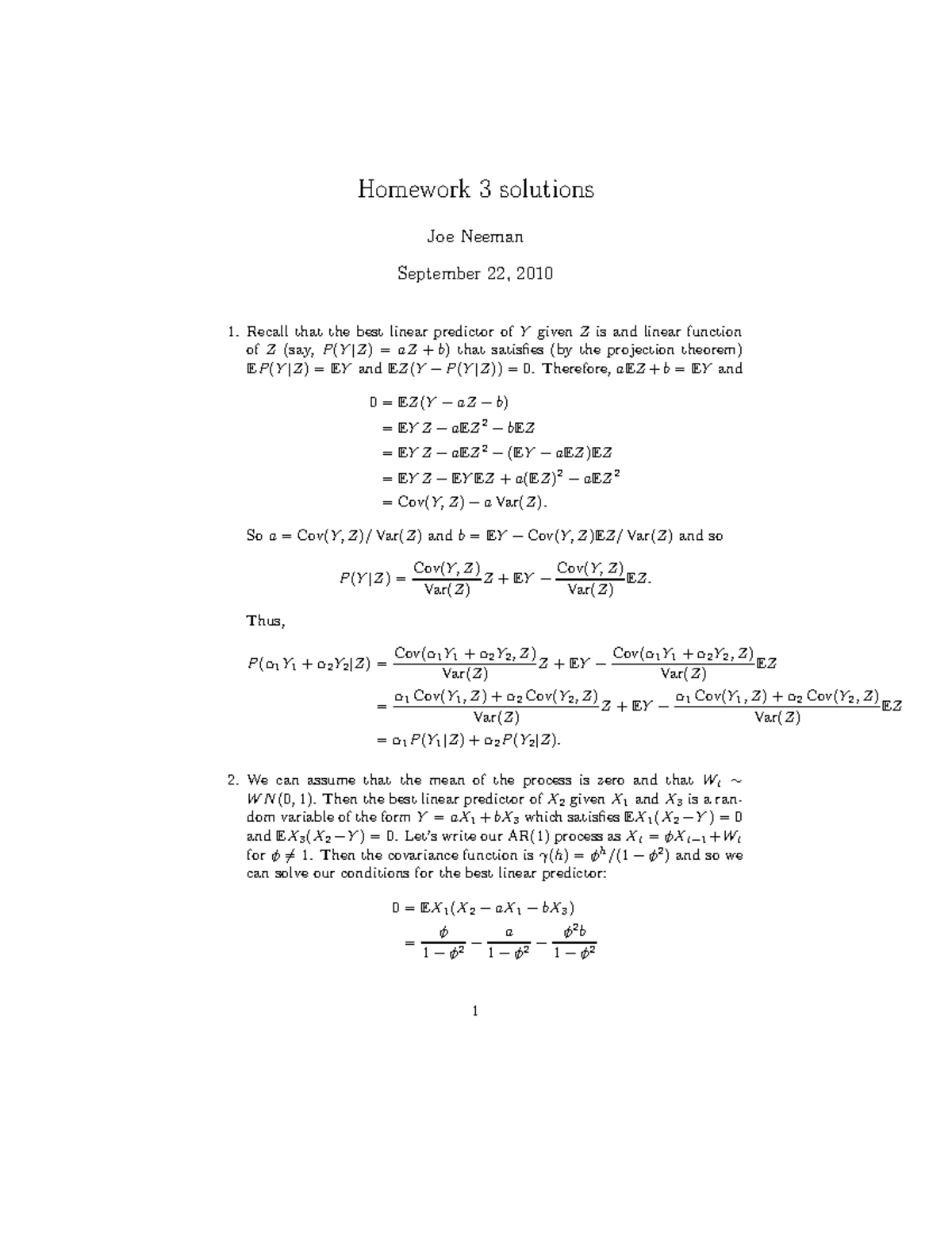 Sol3 - solution for homework 3 - Homework 3 solutions Joe Neeman ...