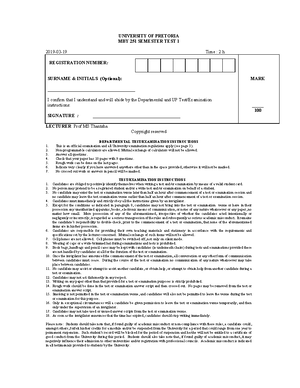 Semester Sick Test memo - SEMESTER TEST 2 MEMO QUESTION 1 1B 2D 3D 4C ...
