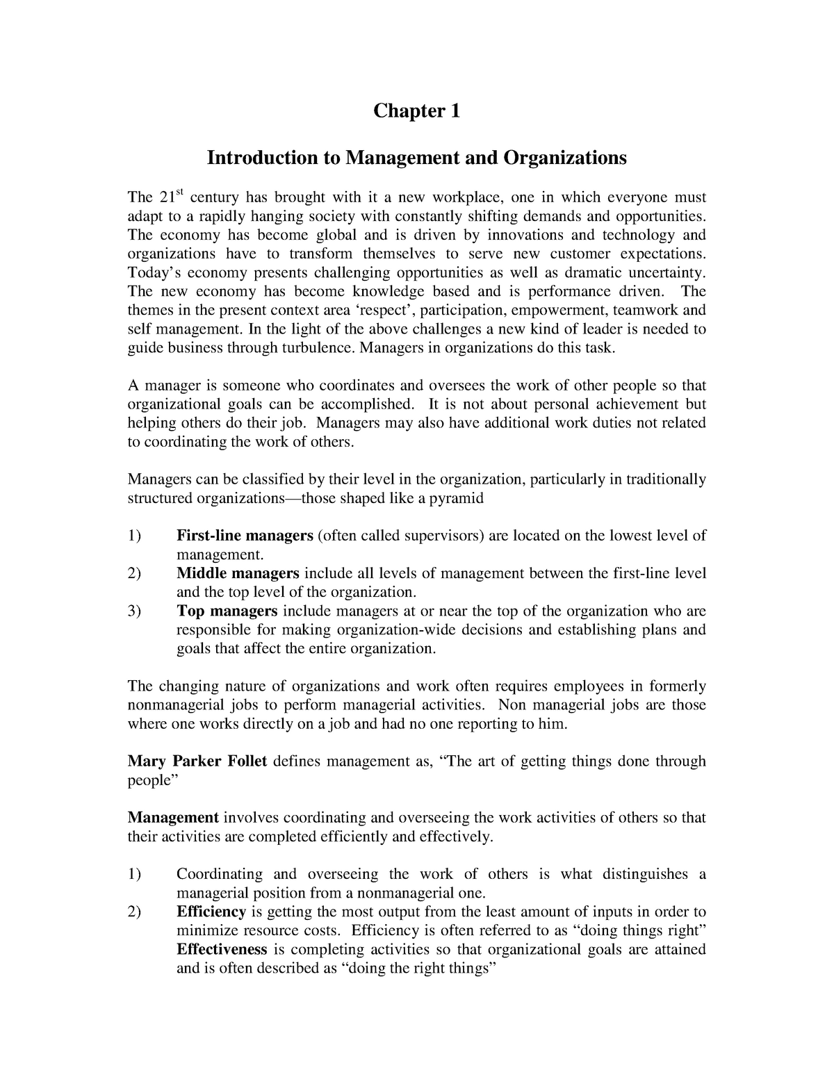 Principles Of Management Notes UNIT 1 MANAGEMENT - Chapter 1 ...