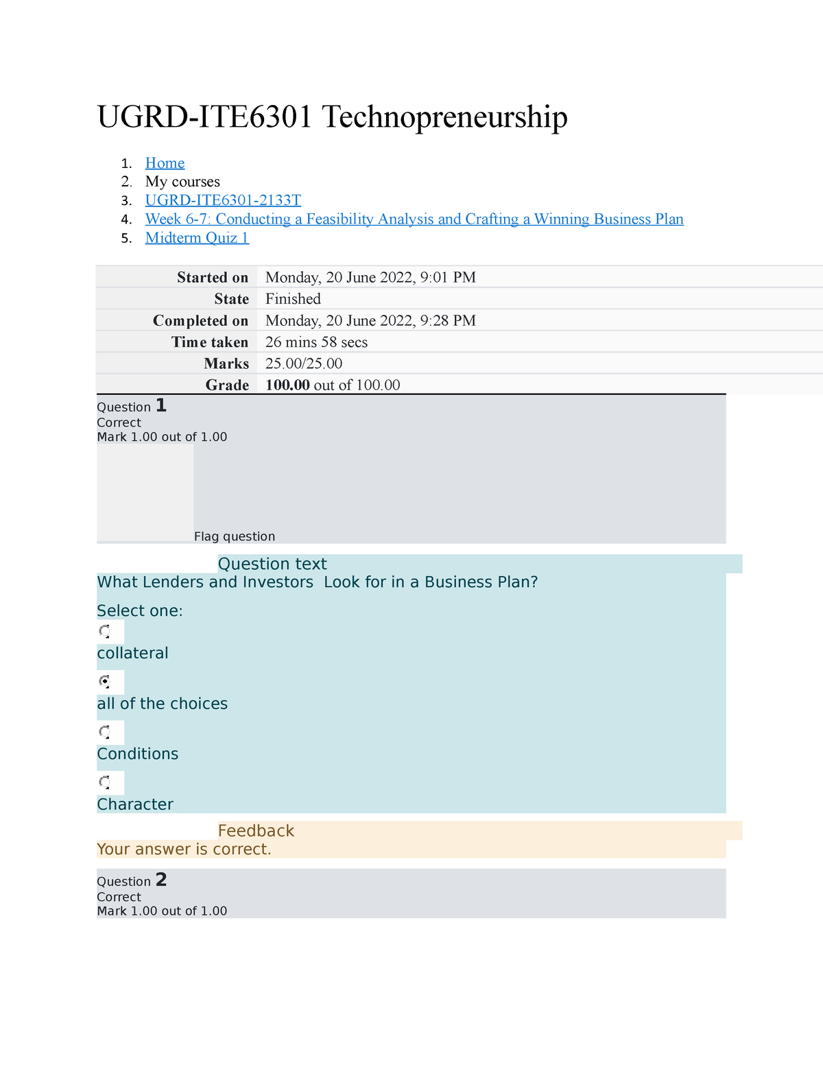 UGRD-ITE6301 Technopreneurship Midterm Quiz 1 - UGRD-ITE6301 ...