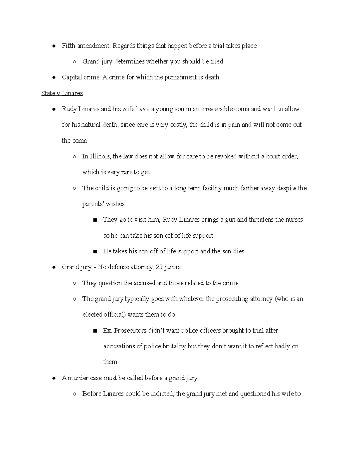 Week 5 Fifth and Sixth Amendment Fifth amendment Regards things that