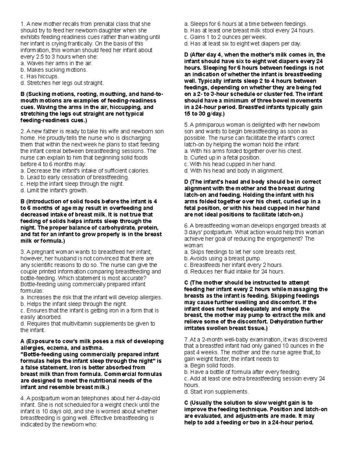 107MCQS Quizlet Thank you A new mother recalls from prenatal