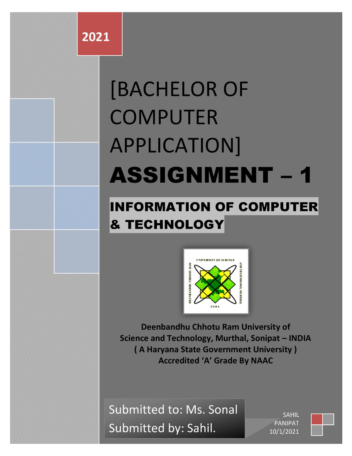 computer application assignment design