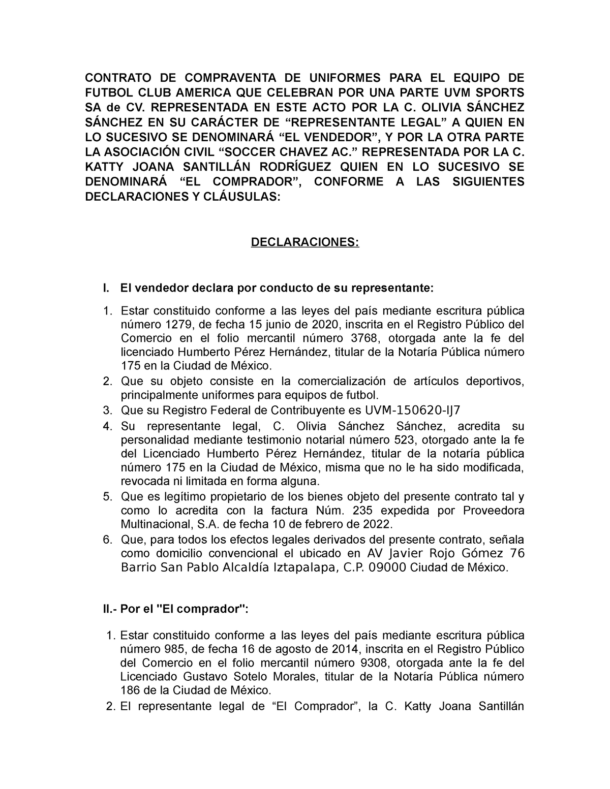 Contrato De Compraventa Terminado Contrato De Compraventa De Uniformes Para El Equipo De 1567