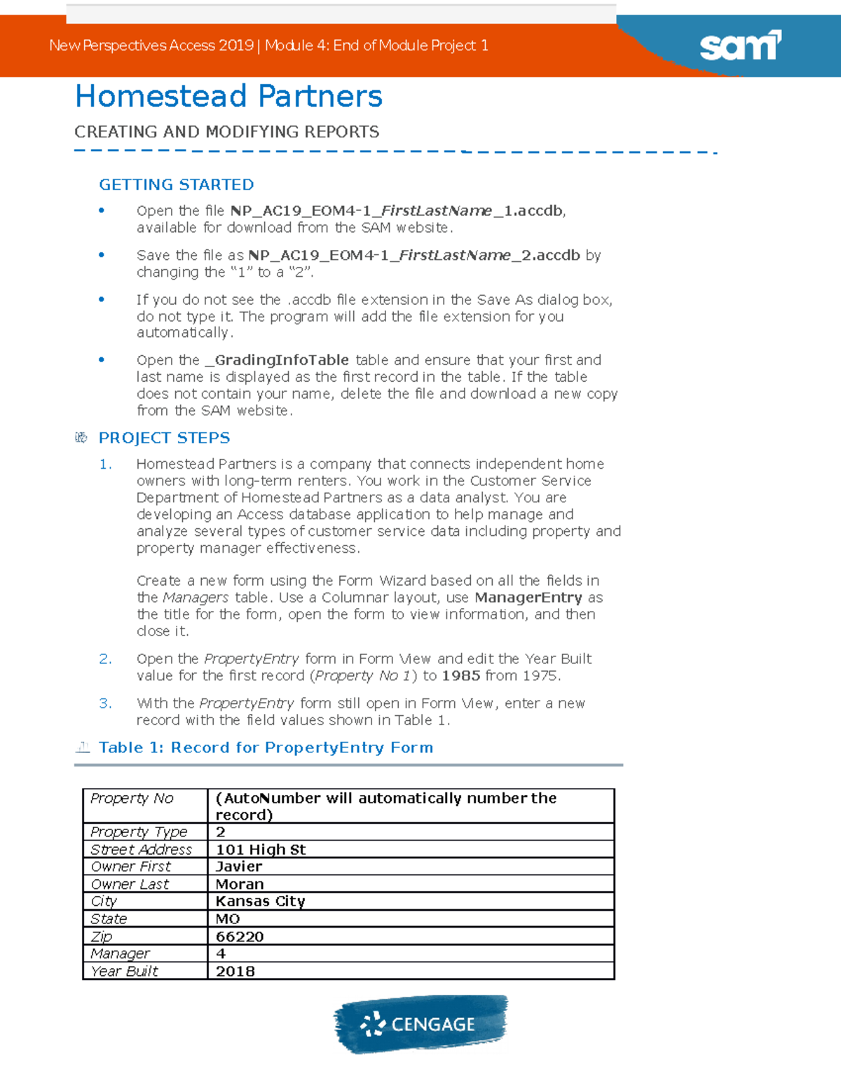 Instructions NP AC19 EOM4-1 - New Perspectives Access 2019 | Module 4 ...