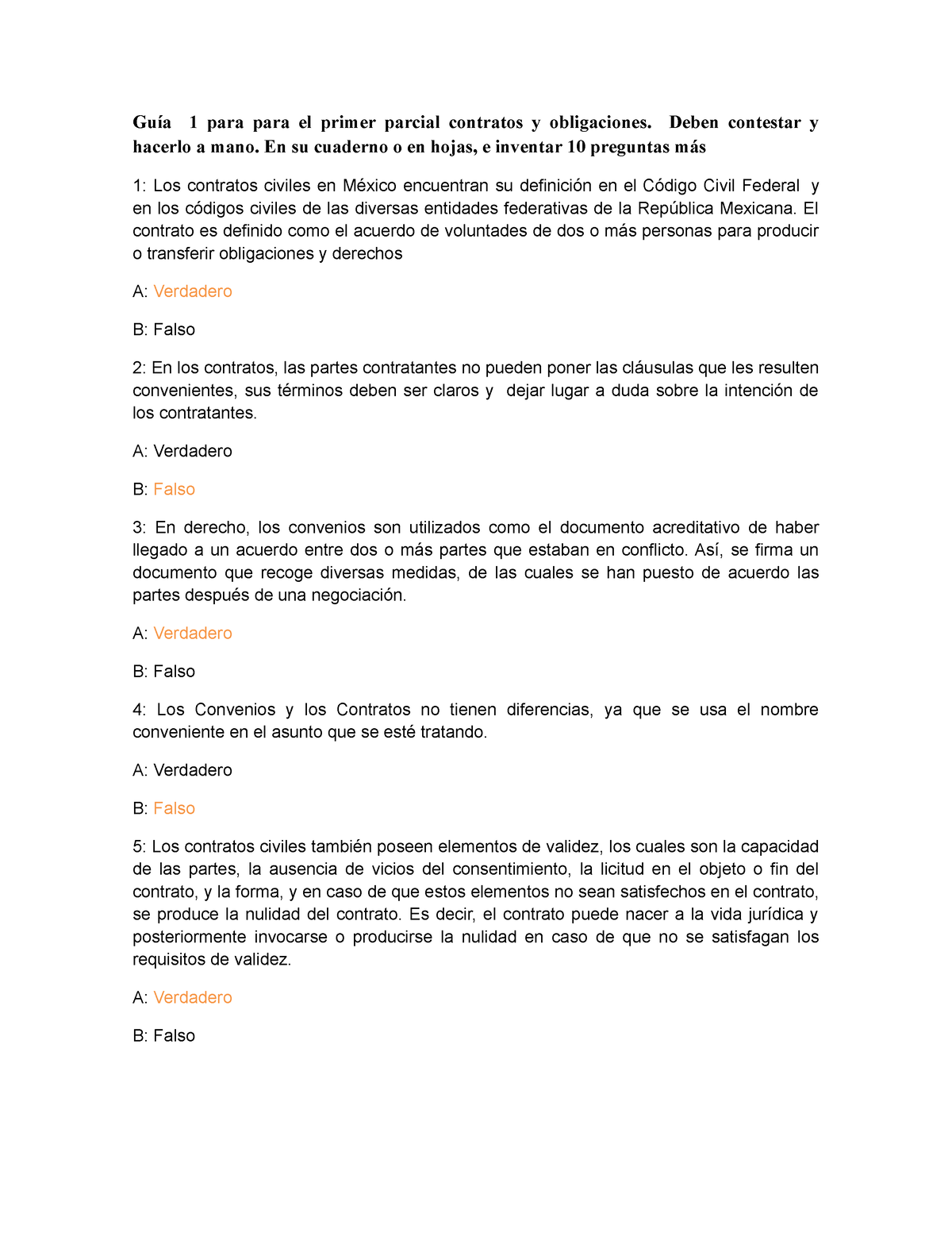 Guia Para Primer Parcial A Obligaciones Y Contratos - Guía 1 Para Para ...