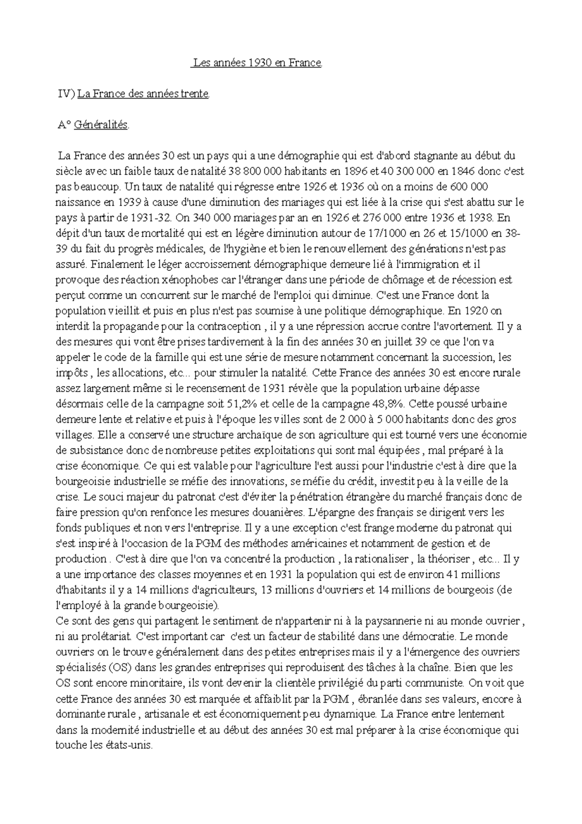 La France Des Années 30 - Les Années 1930 En France. IV) La France Des ...